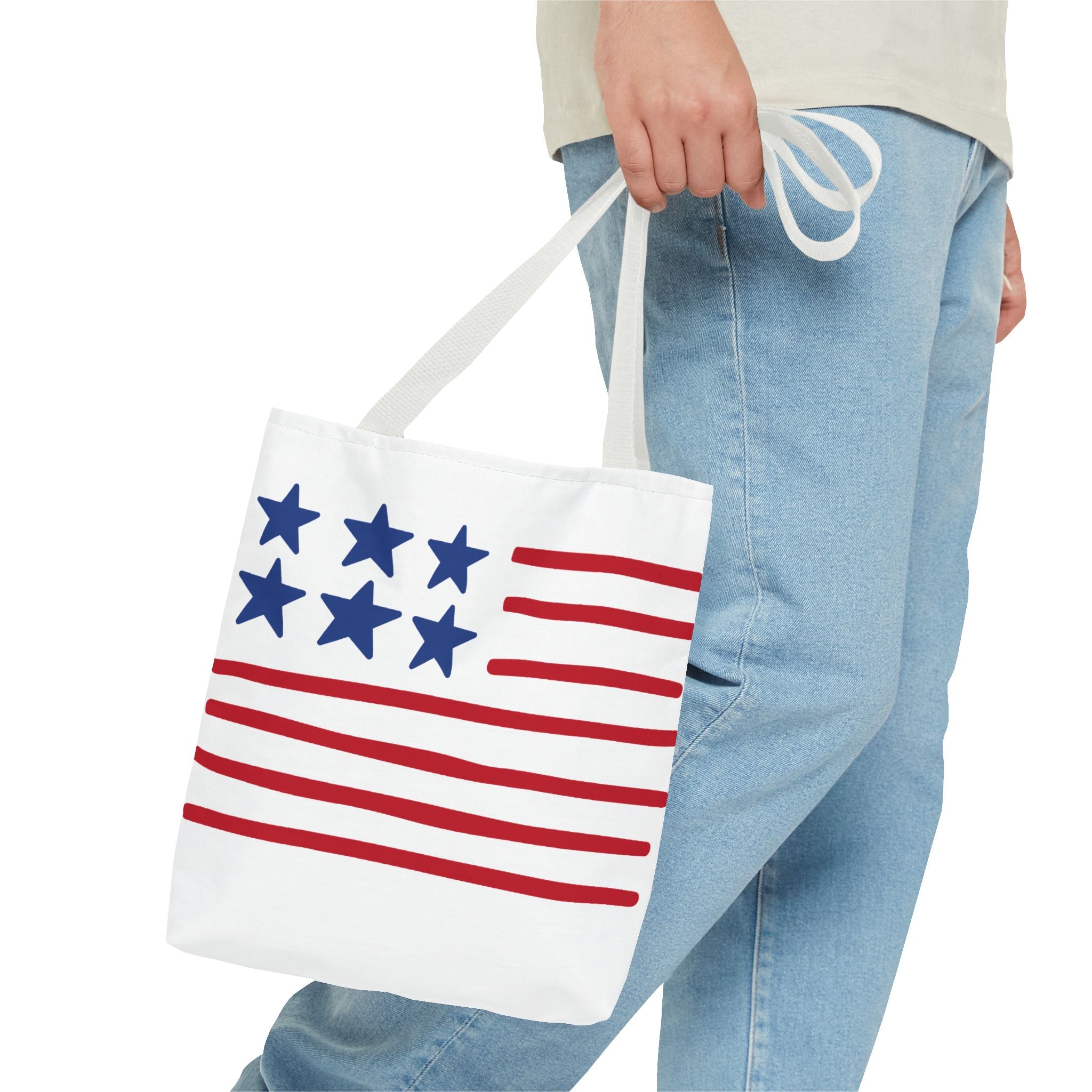 American Flag Stars & Stripes Tote Bag — Patriotic Canvas Beach Grocery Bag