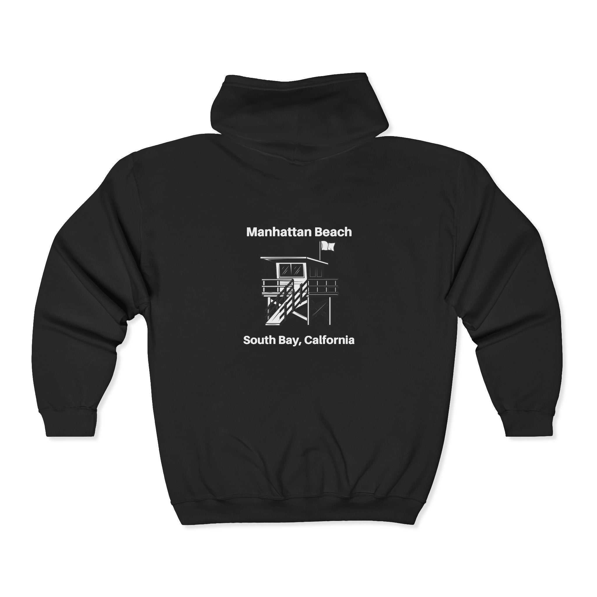 Manhattan Beach  Lifeguard Station - Heavy Blend Full Zip Hooded Sweatshirt
