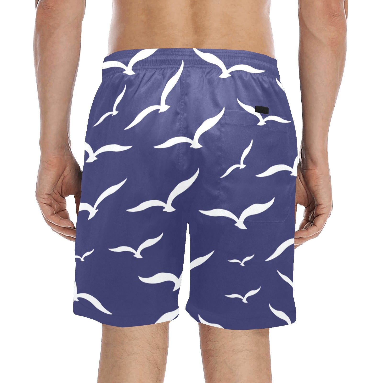 Nautical Sea Birds Men's Mid-Length Beach Shorts