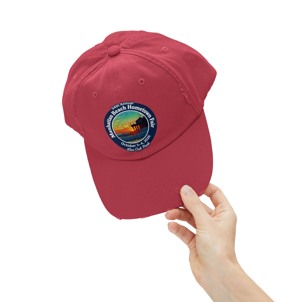 Distressed Baseball Cap - Manhattan Beach Hometown Fair 2026 Sunset Logo