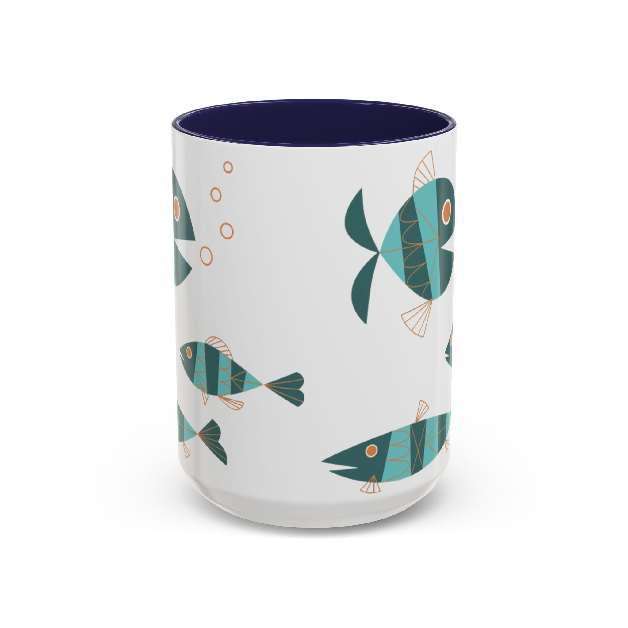 Metlox Pottery Teal Geometric Fish Mug | Accent Coffee Mug