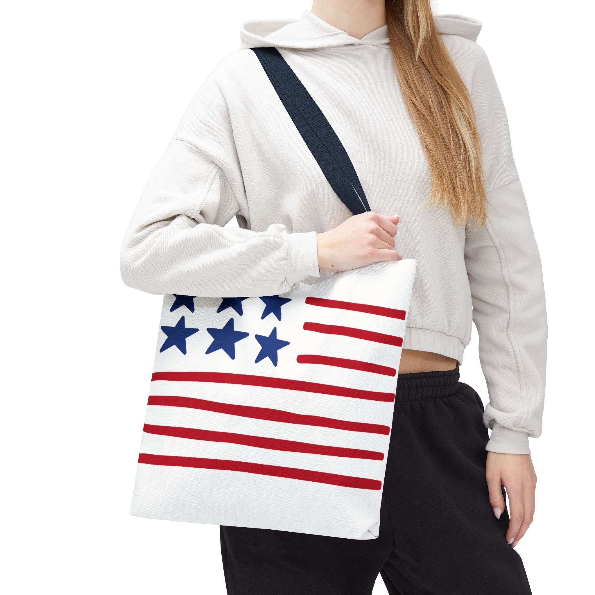 American Flag Stars & Stripes Tote Bag — Patriotic Canvas Beach Grocery Bag