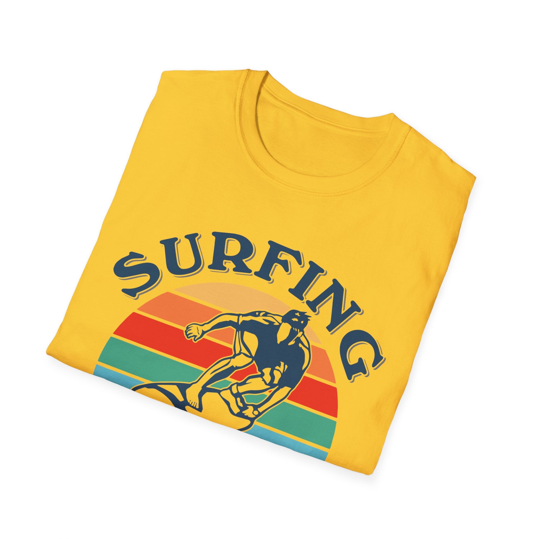 Surfing Makes Me Happy T-Shirt | Retro Sunset Surfer Graphic