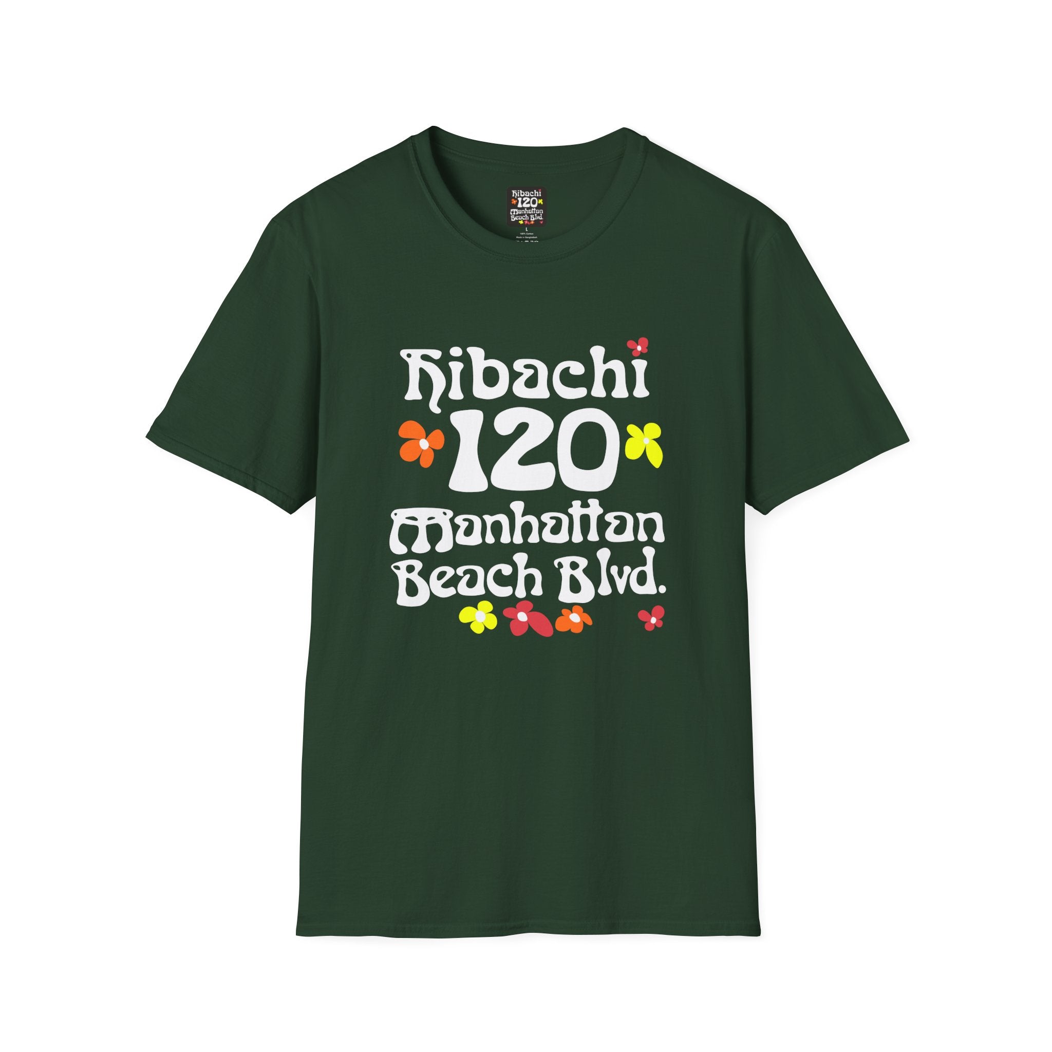 Hibachi 120 Manhattan Beach Blvd Restaurant #OldSchool T-Shirt — Retro Floral Surf Tee "Gone But Not Forgotten"