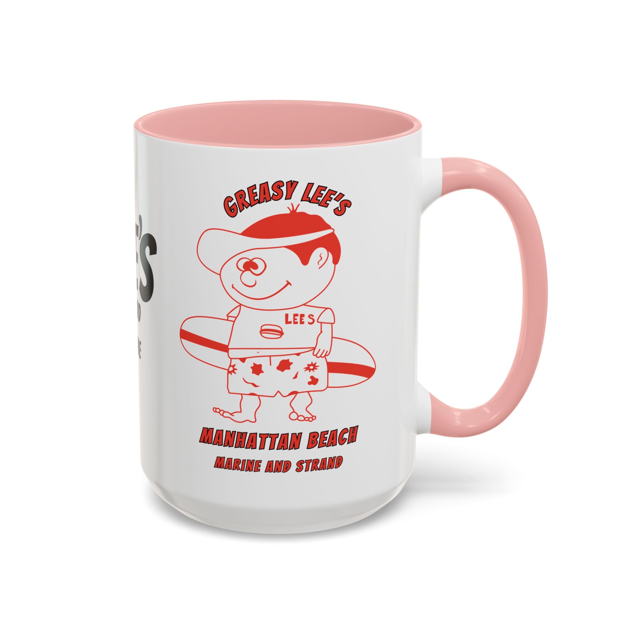 Greasy Lee's Surfer Logo Mug | Marine and Strand Manhattan Beach Old School  Accent Coffee Mug 11oz 15oz
