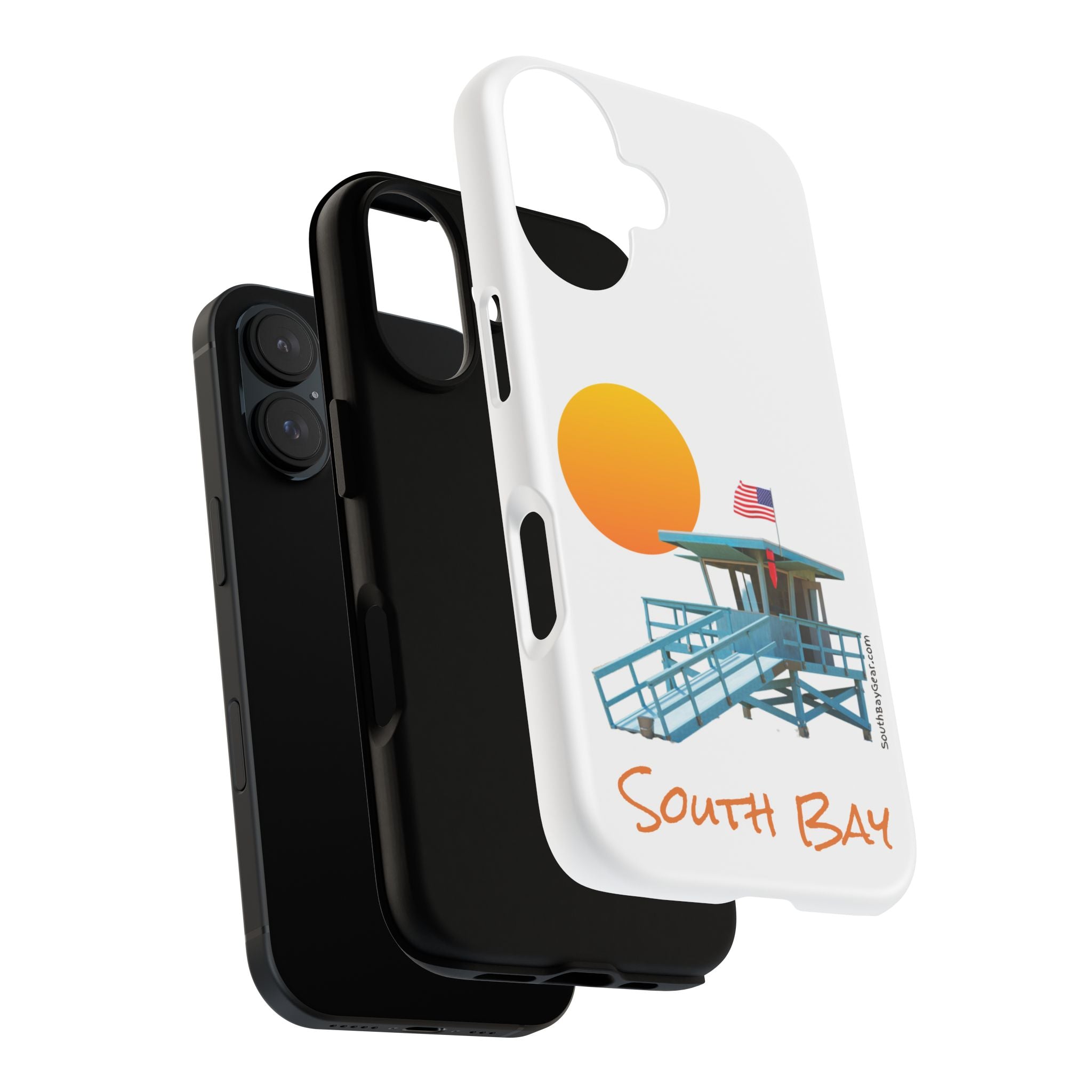 South Bay Lifeguard Stand with American Flag Tough Phone Cases