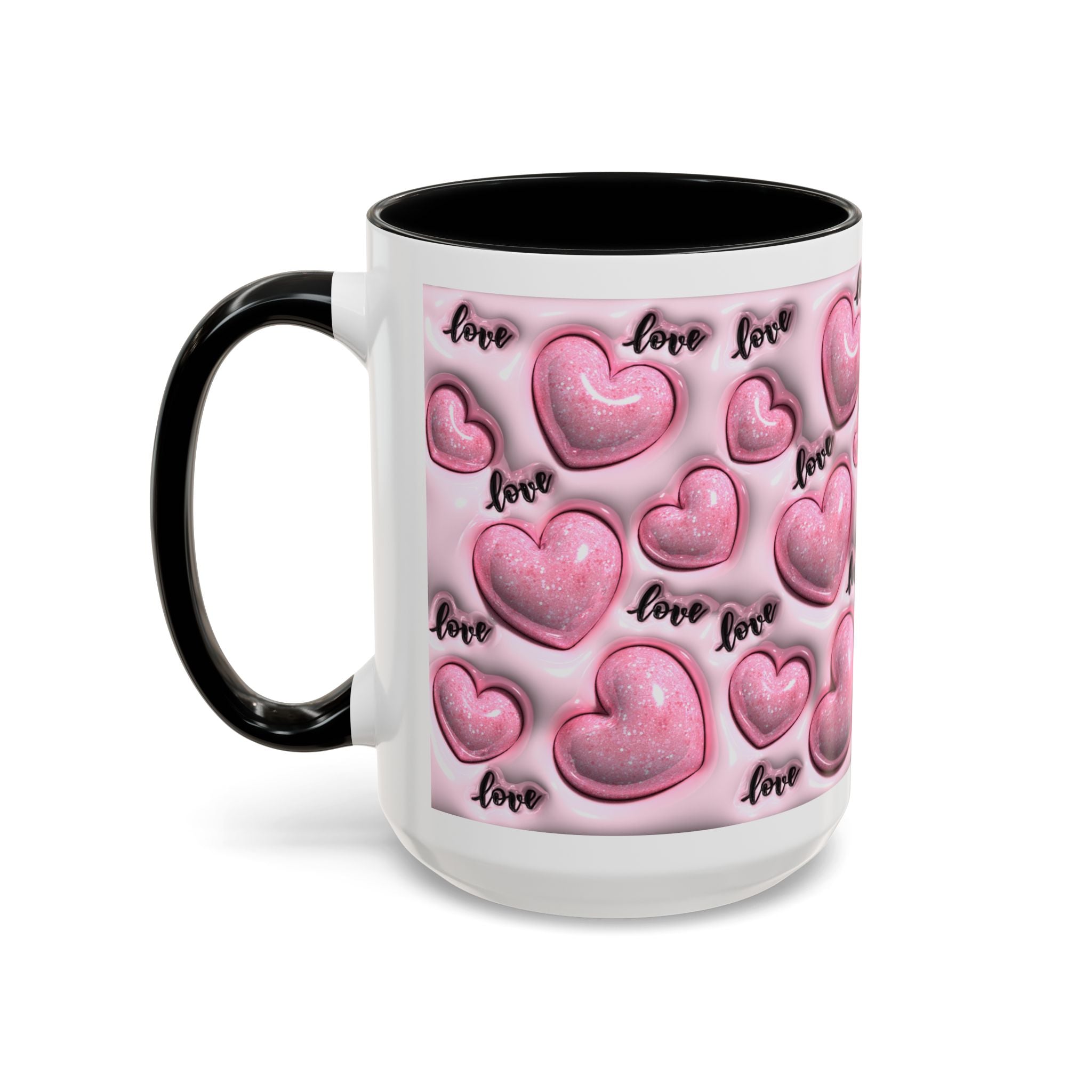 Pink Heart Pattern love Mug | Accent Coffee Mug 11oz 15oz