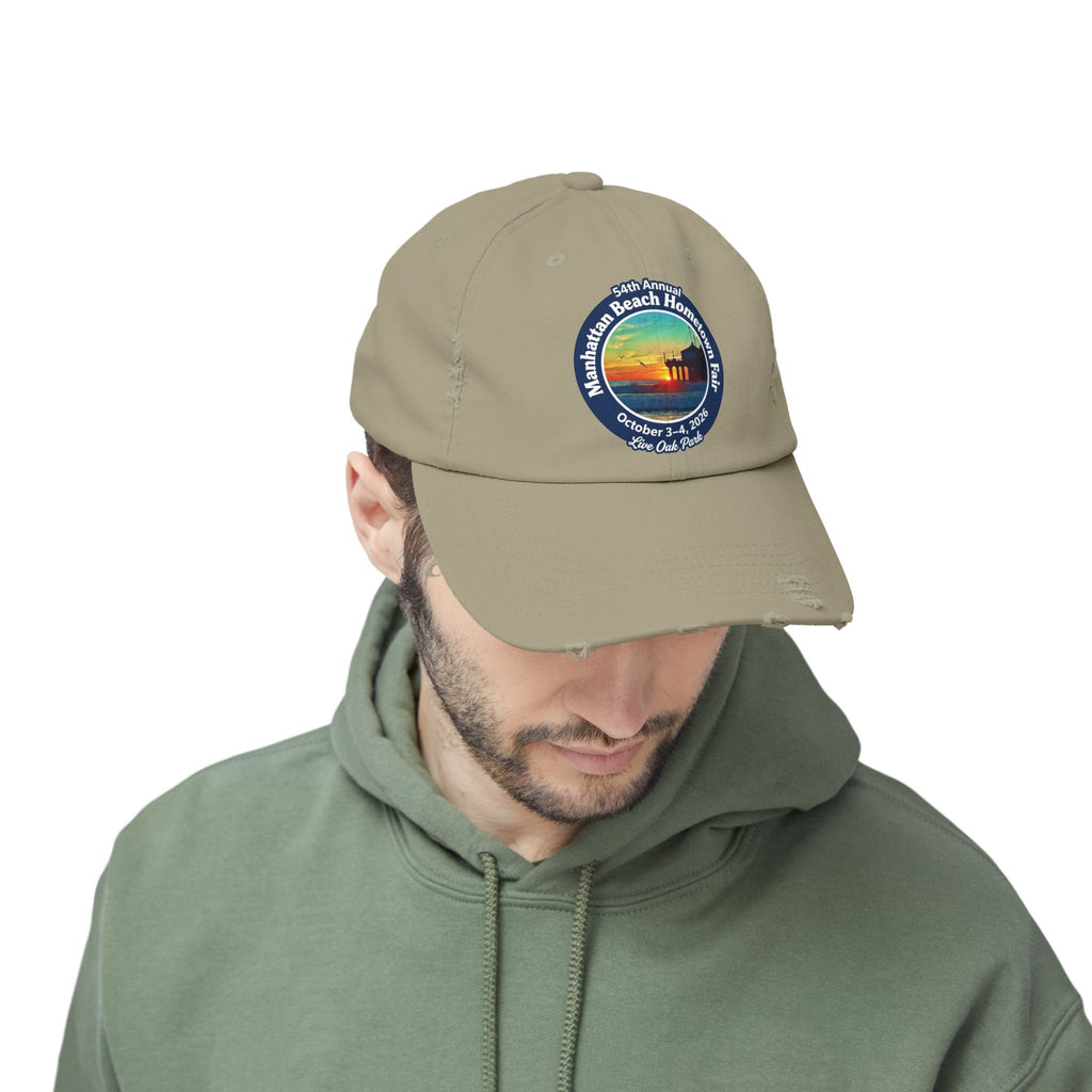 Distressed Baseball Cap - Manhattan Beach Hometown Fair 2026 Sunset Logo