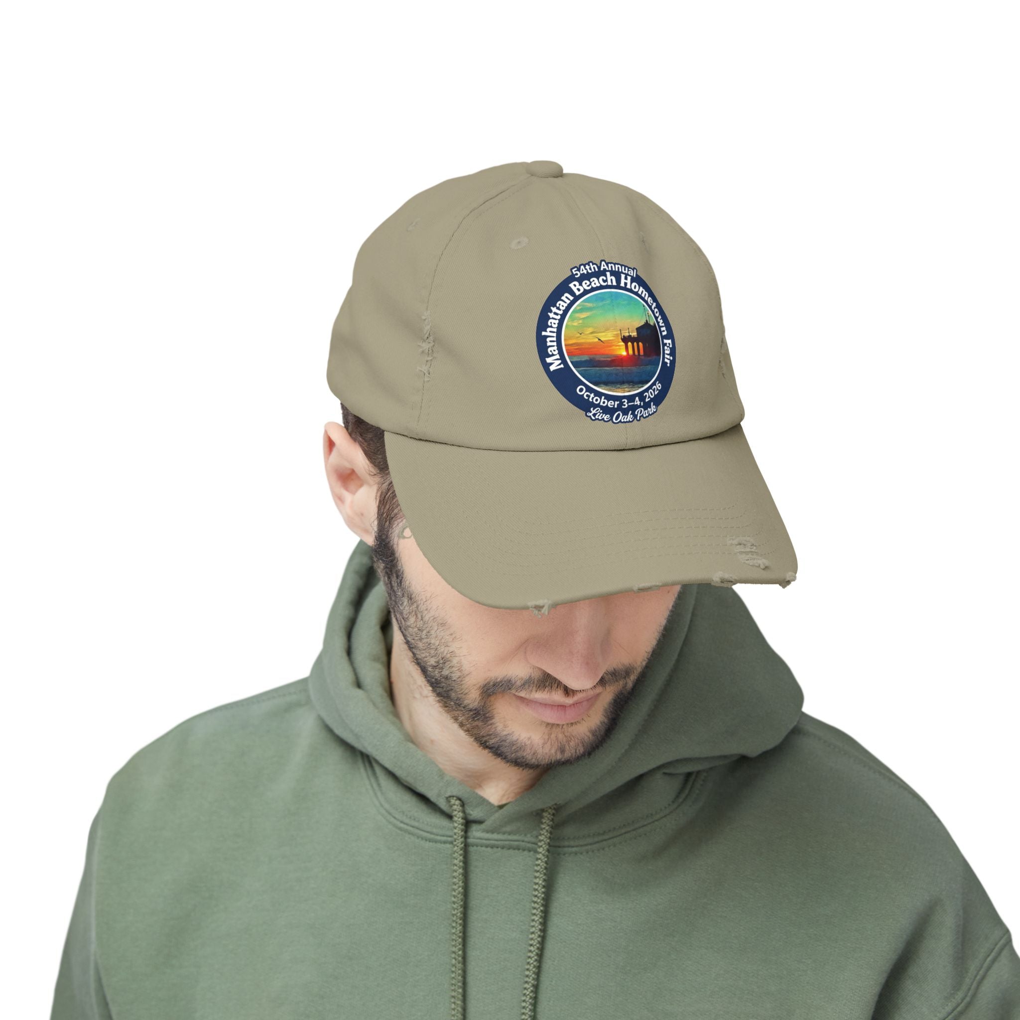 Distressed Baseball Cap - Manhattan Beach Hometown Fair 2026 Sunset Logo