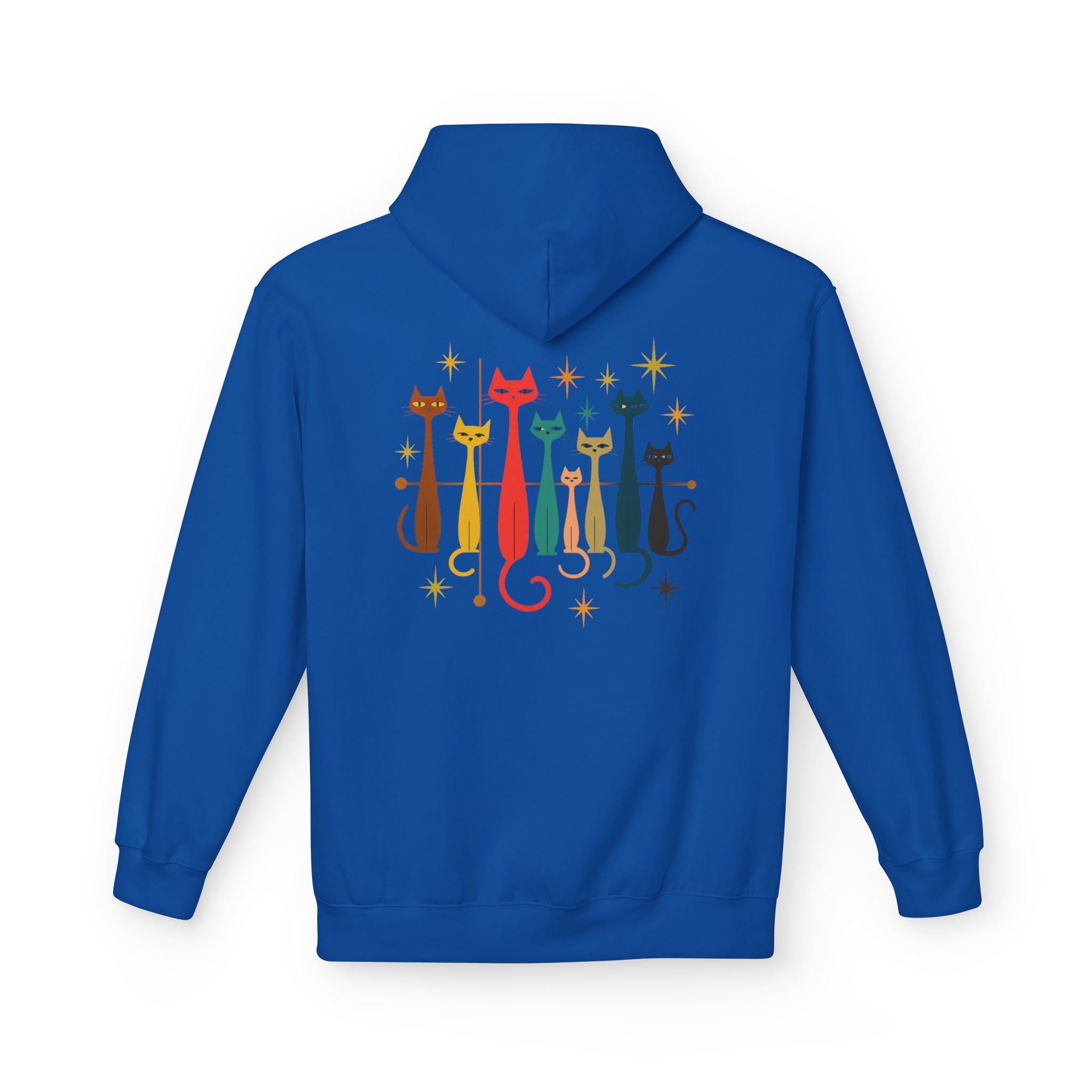 Retro Long Cats hoodie | Colorful Cat Illustration (printed front and back)