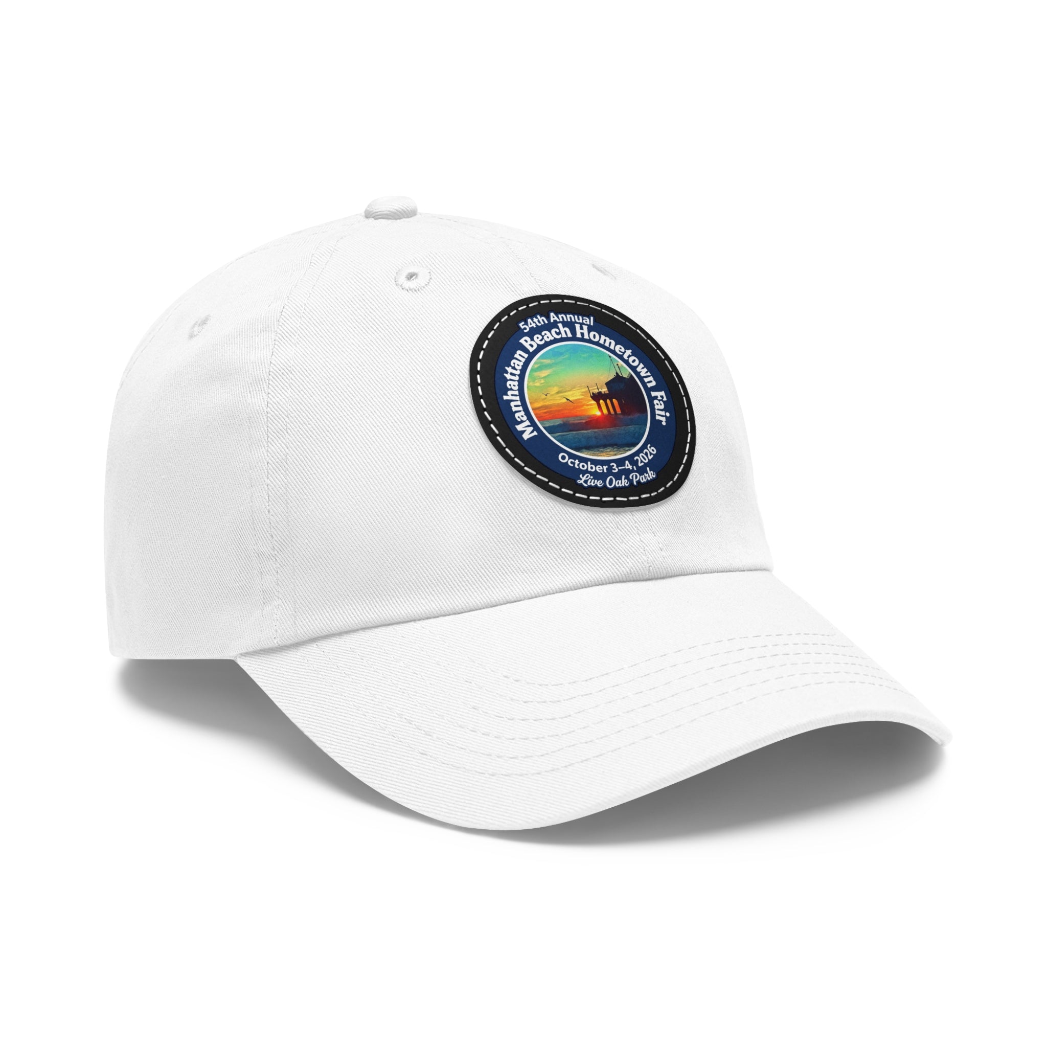 Manhattan Beach Hometown Fair 2026  Beach  Live Oak Park Annual Festival Round Leather Patch Hat