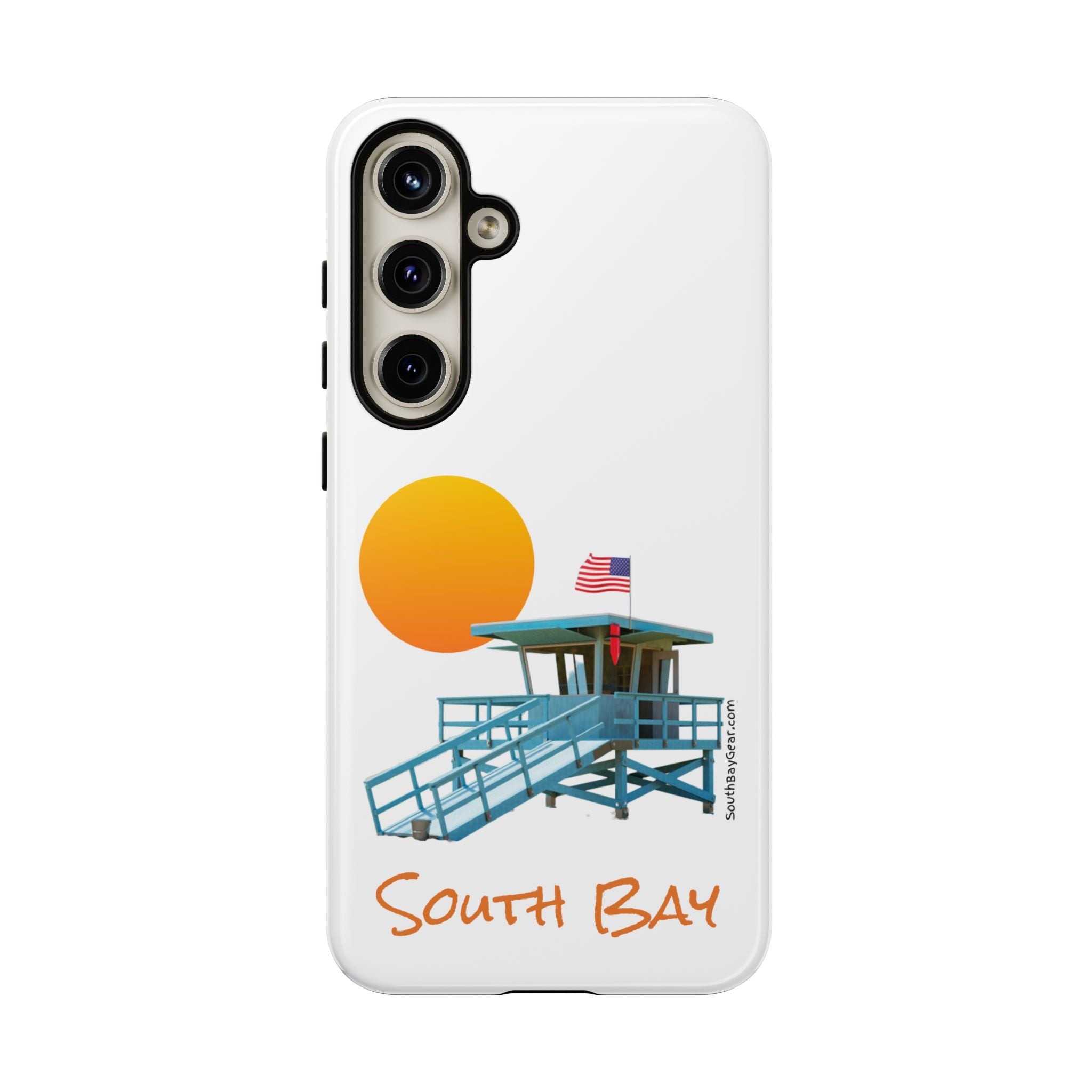 South Bay Lifeguard Stand with American Flag Tough Phone Cases