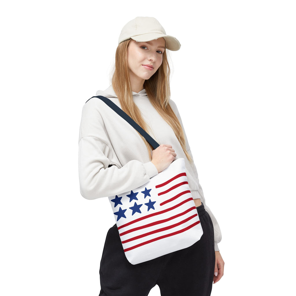 American Flag Stars & Stripes Tote Bag — Patriotic Canvas Beach Grocery Bag