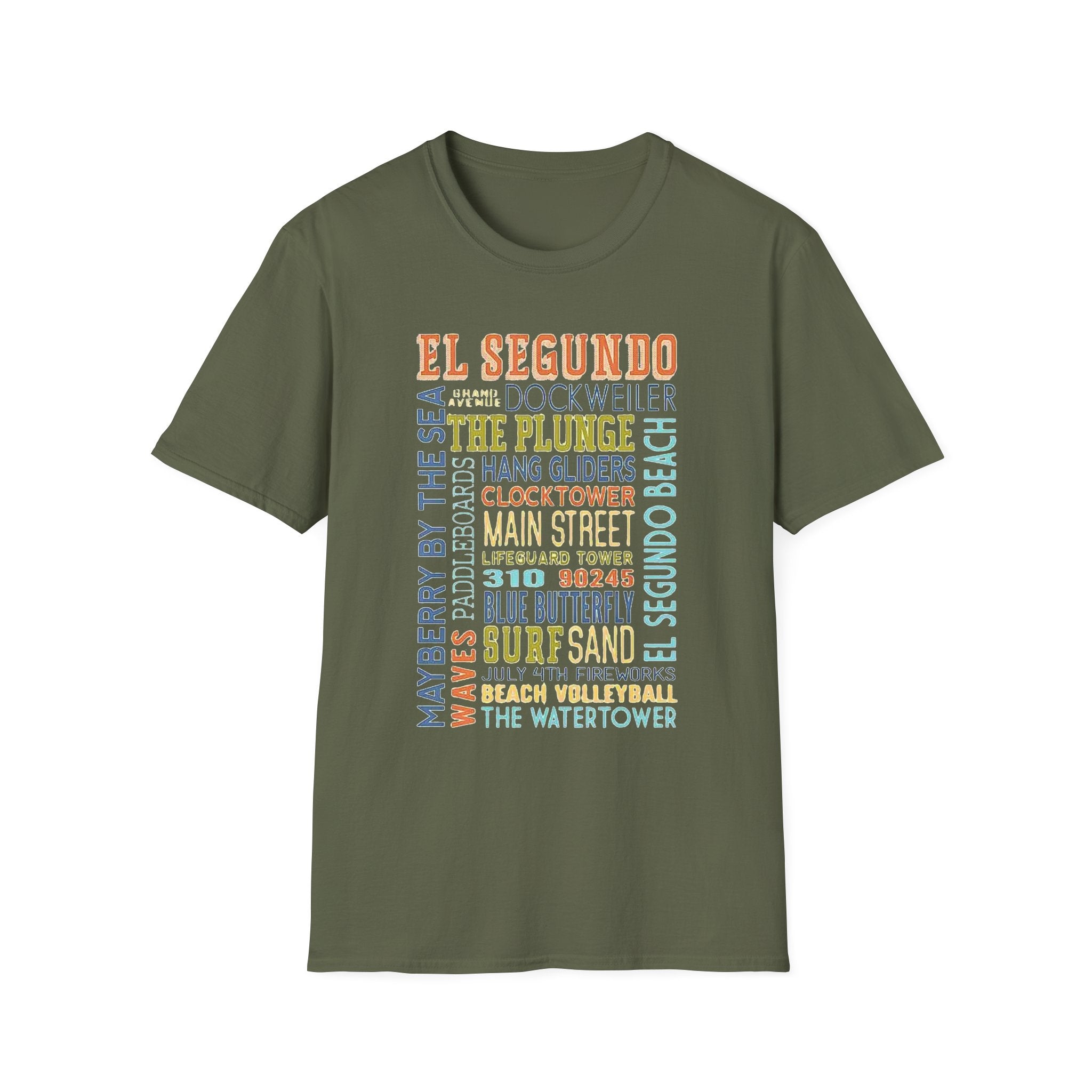El Segundo Typography T-Shirt | Beach Town Landmarks Word Art