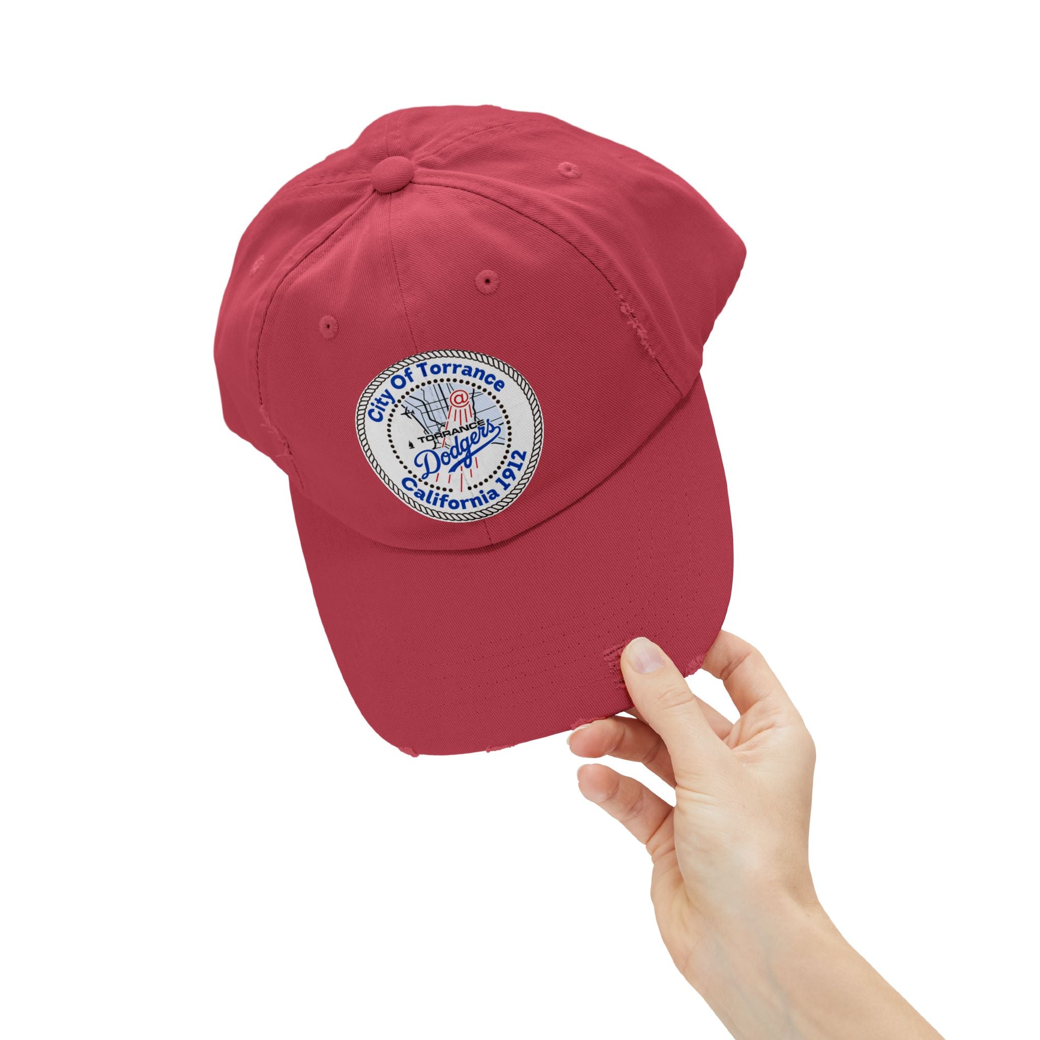 Distressed Baseball Cap with Torrance Dodgers Patch