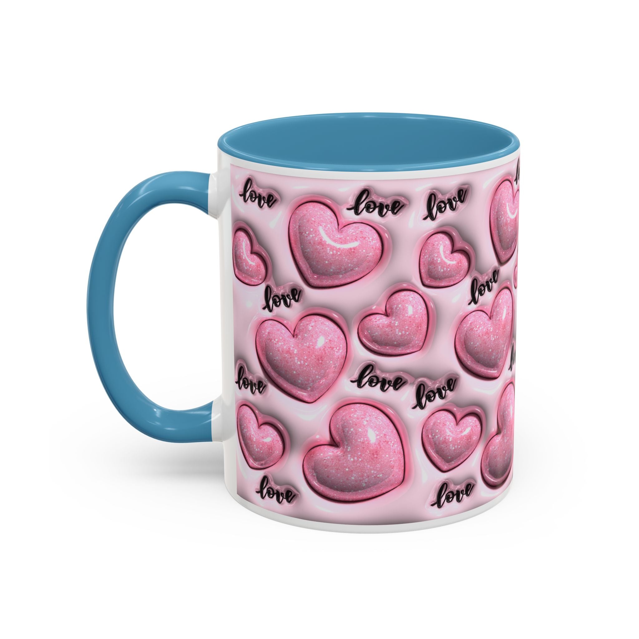 Pink Heart Pattern love Mug | Accent Coffee Mug 11oz 15oz