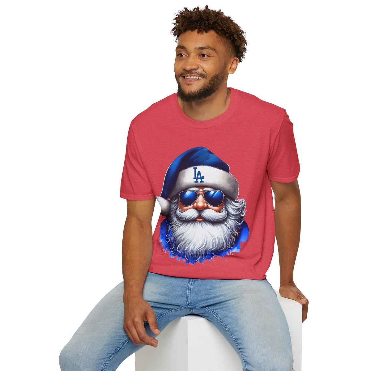 LA Dodgers Blue Santa T-Shirt — Cool Sunglasses Holiday Tee