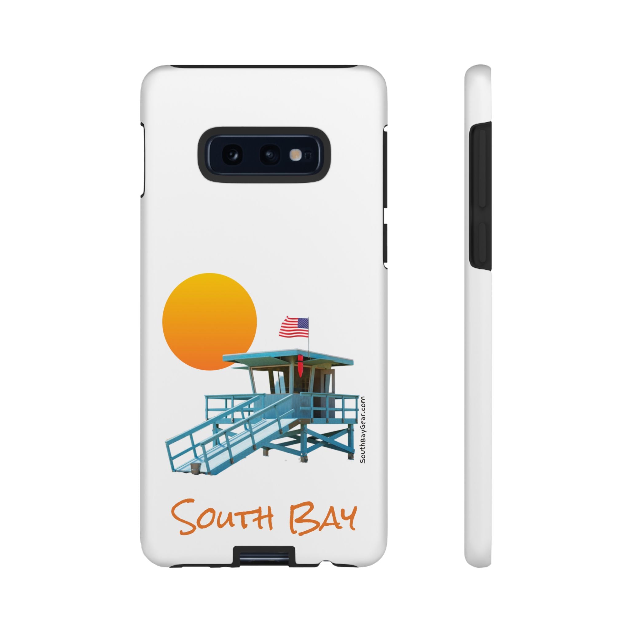 South Bay Lifeguard Stand with American Flag Tough Phone Cases