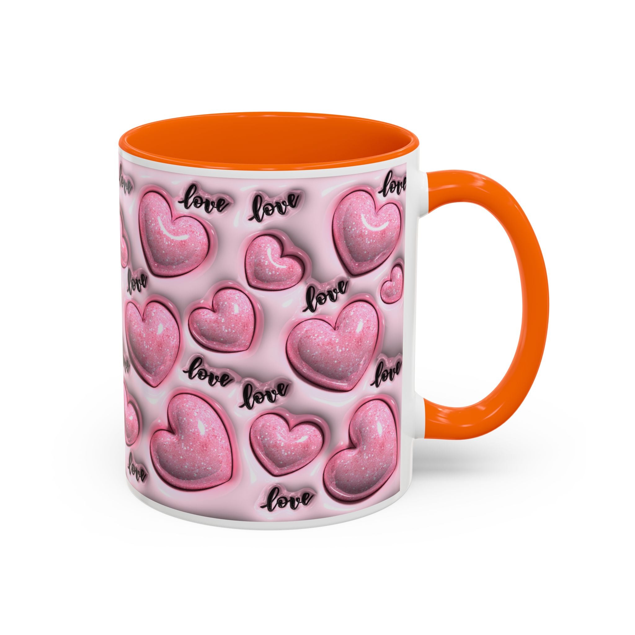 Pink Heart Pattern love Mug | Accent Coffee Mug 11oz 15oz