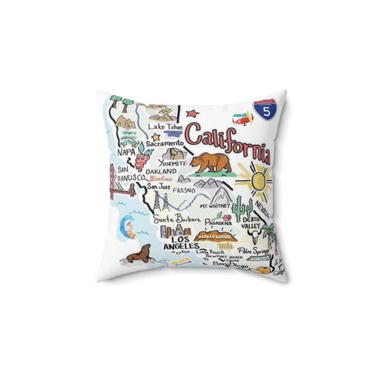 CALIFORNIA FUN MAP - Spun Polyester Square Pillow