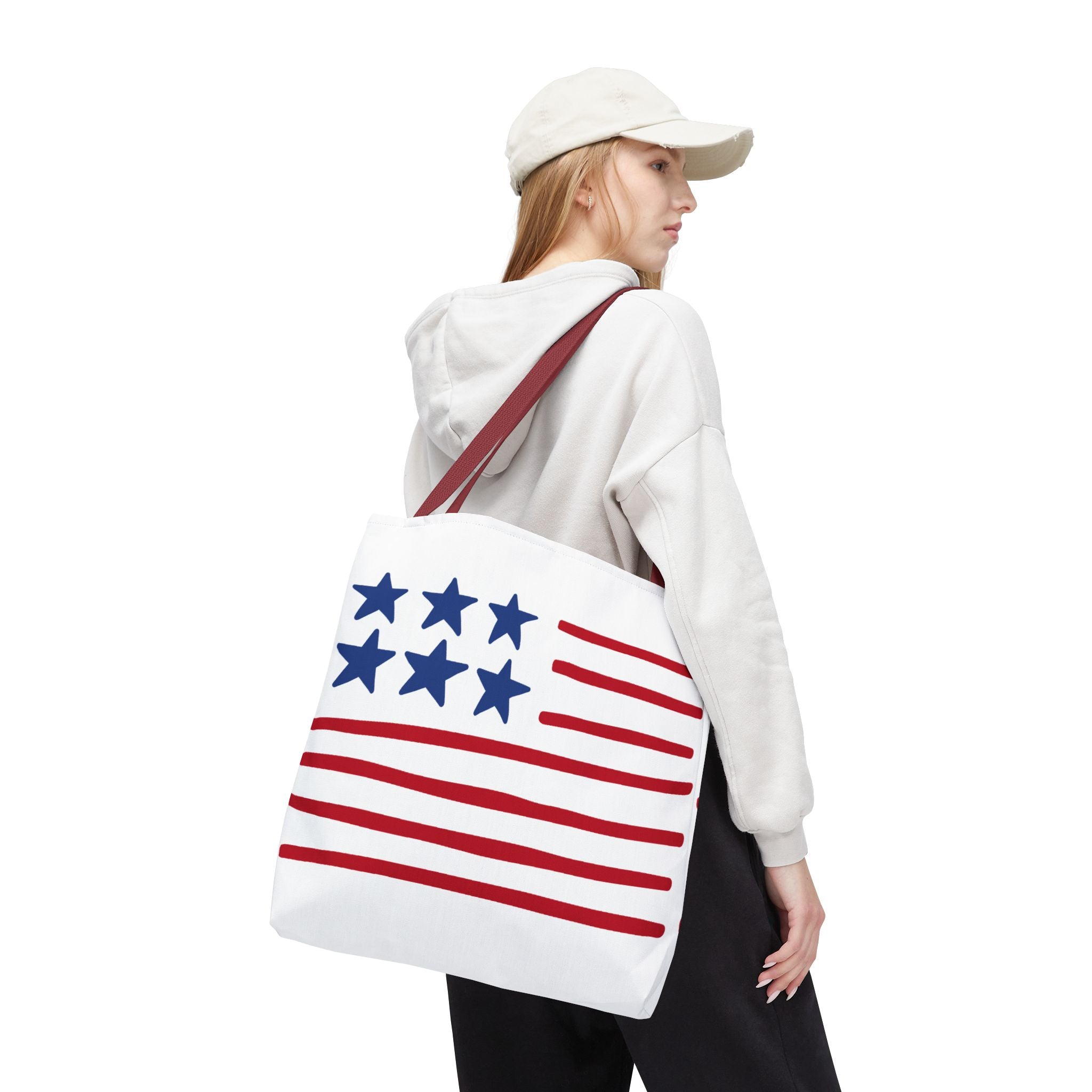 American Flag Stars & Stripes Tote Bag — Patriotic Canvas Beach Grocery Bag