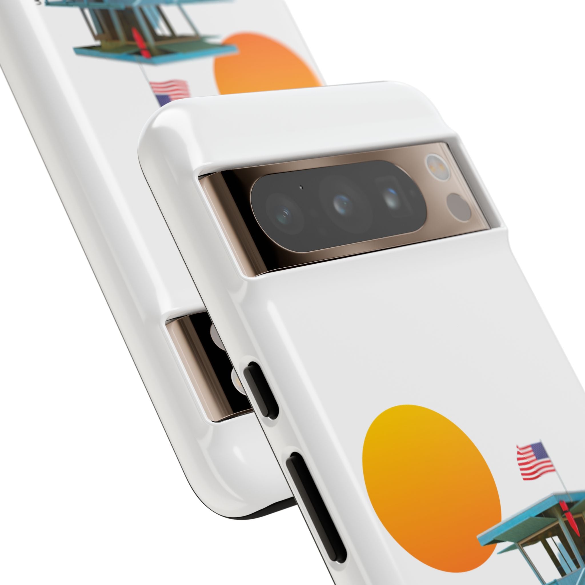 South Bay Lifeguard Stand with American Flag Tough Phone Cases