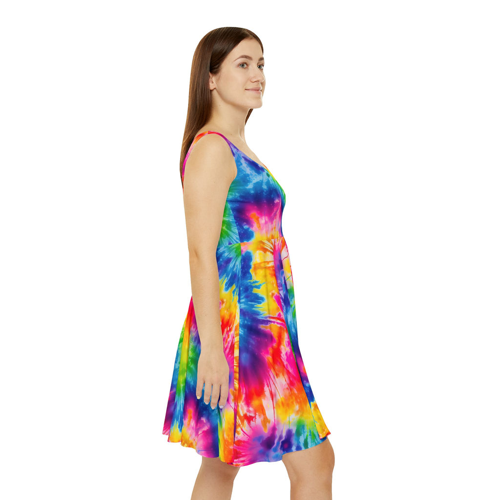 Tie-Dye Rainbow Skater Dress — Women's Bright AOP Summer Dress