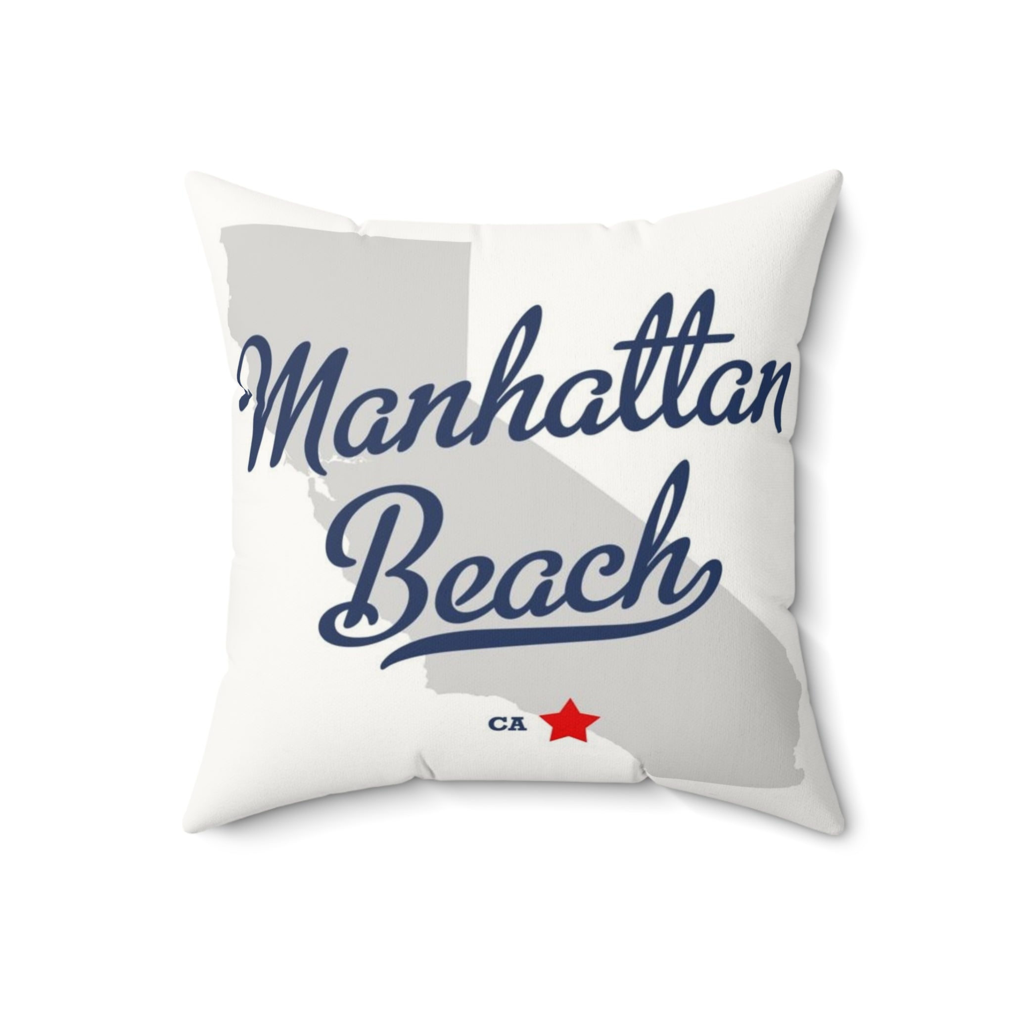 Manhattan Beach California Map - Faux Suede Square Pillow