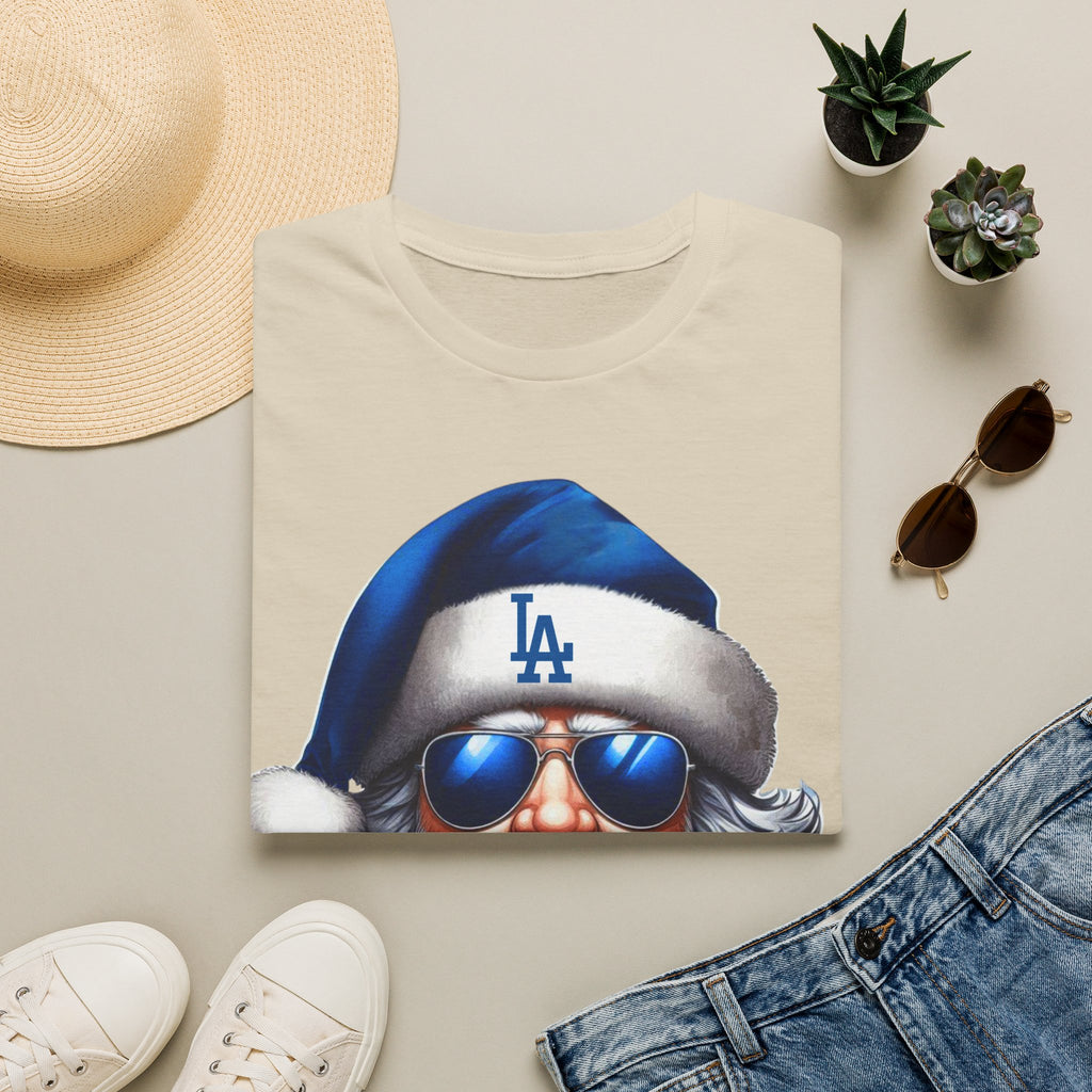 LA Dodgers Blue Santa T-Shirt — Cool Sunglasses Holiday Tee