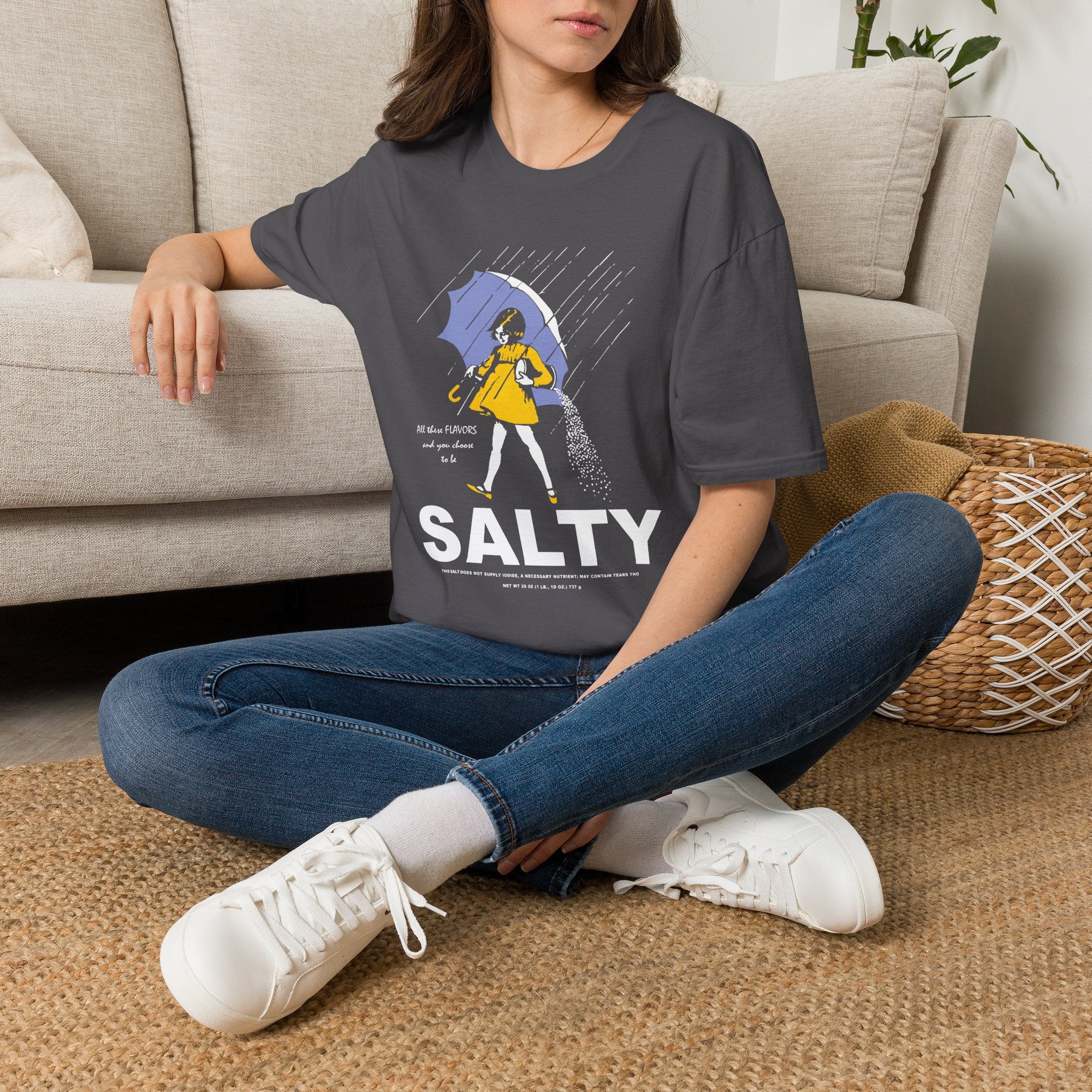 Salty Rainy Day Graphic T-Shirt — Girl with Umbrella Illustration
