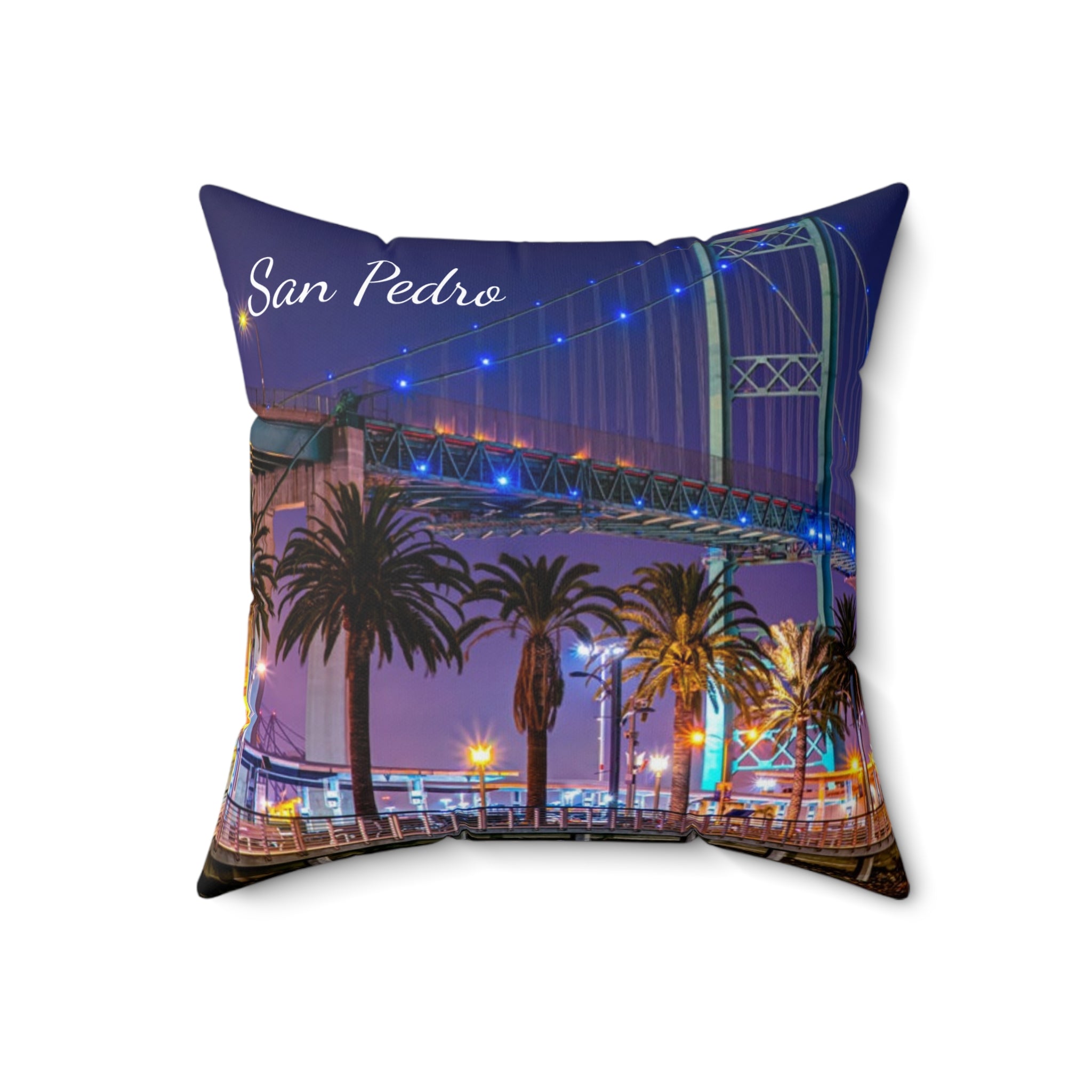 Vincent Thomas Bridge San Pedro California - Spun Polyester Square Pillow