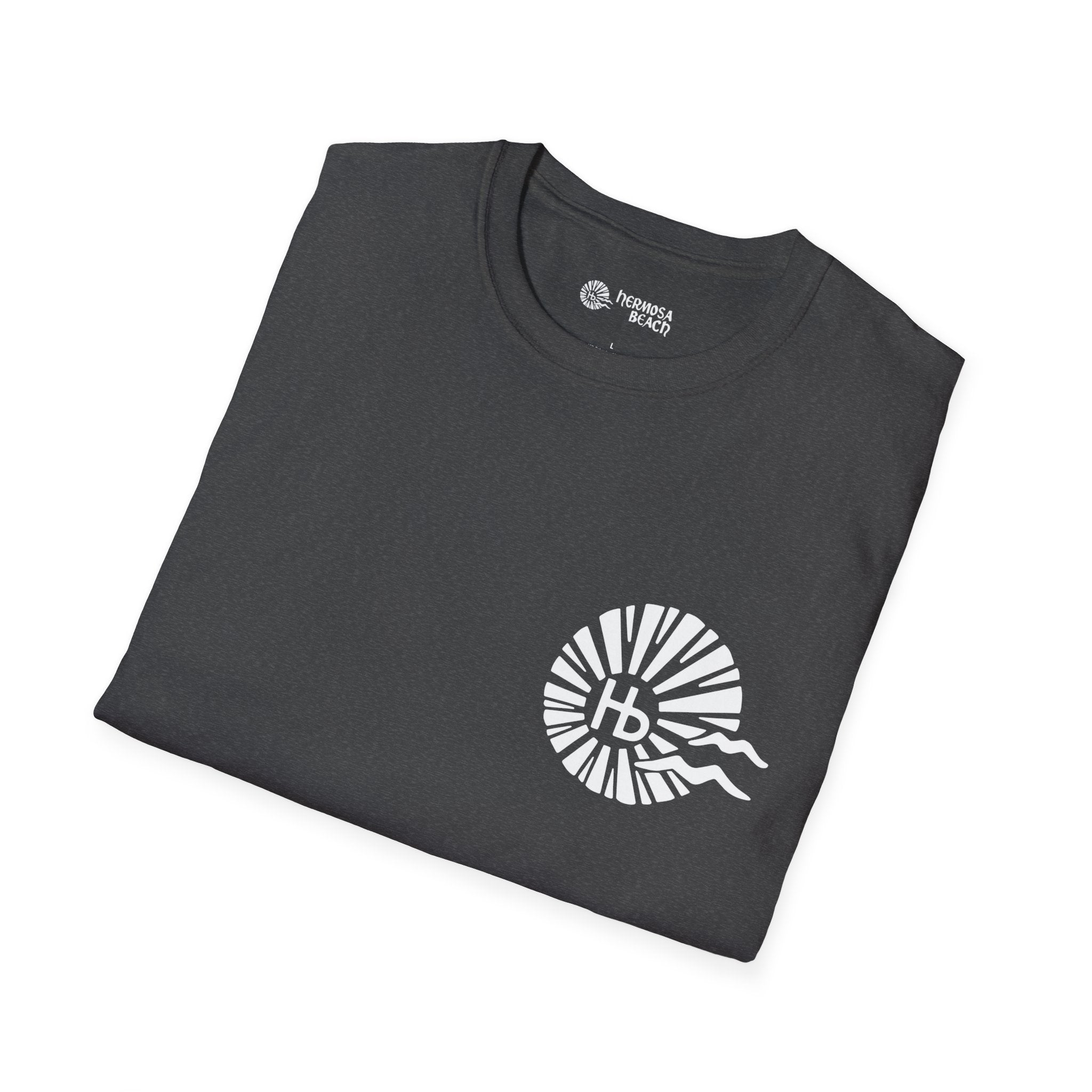 Hermosa Beach Sunburst Wave T-Shirt (printed front back neck) | Hb Minimal Logo Tee