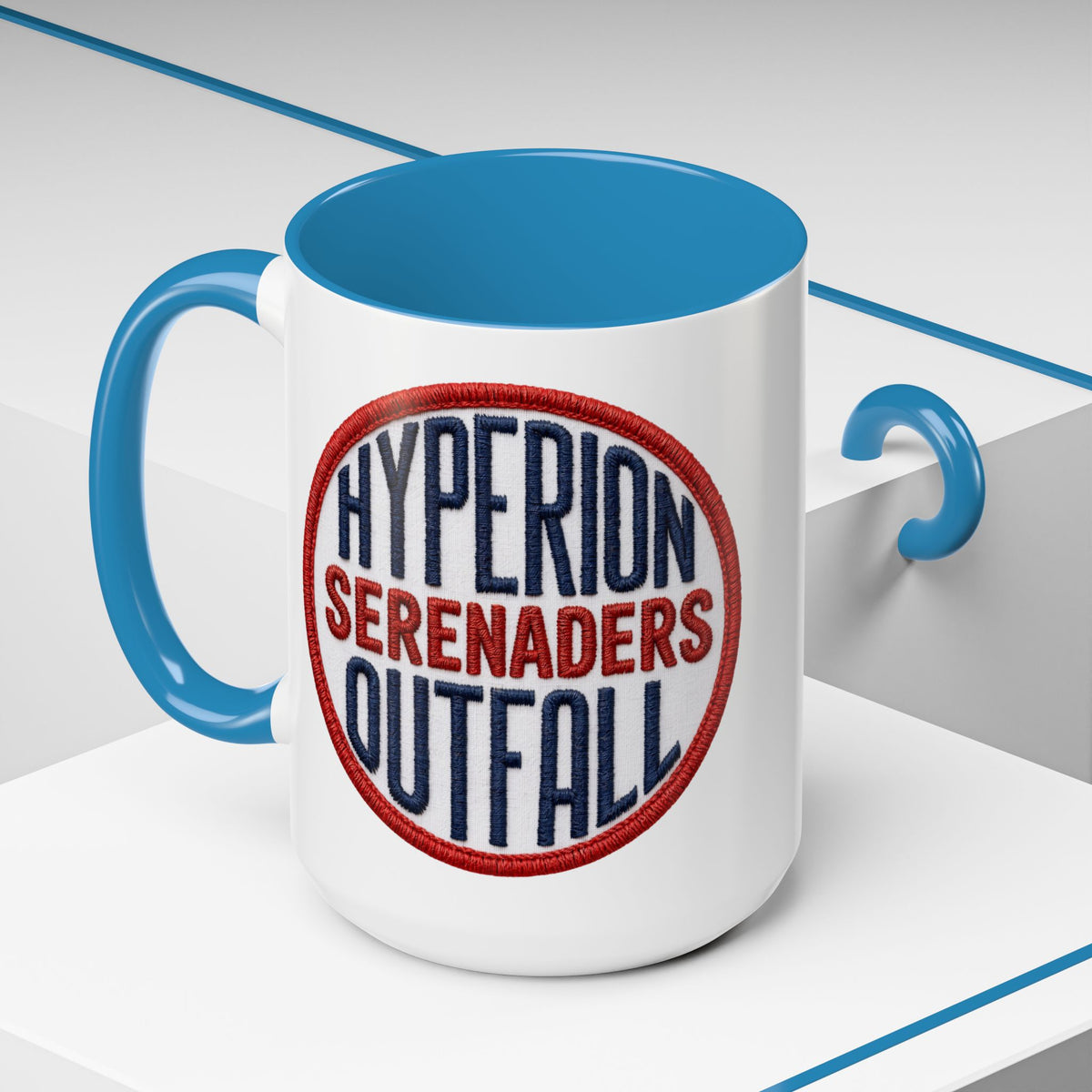 Accent Coffee Mug — "Hyperion Serenaders Outfall" Retro Patch Ceramic Mug (11/15oz)