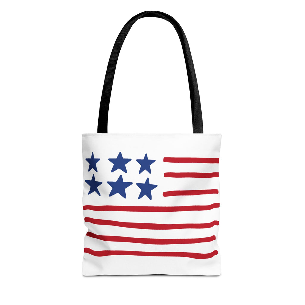 American Flag Stars & Stripes Tote Bag — Patriotic Canvas Beach Grocery Bag