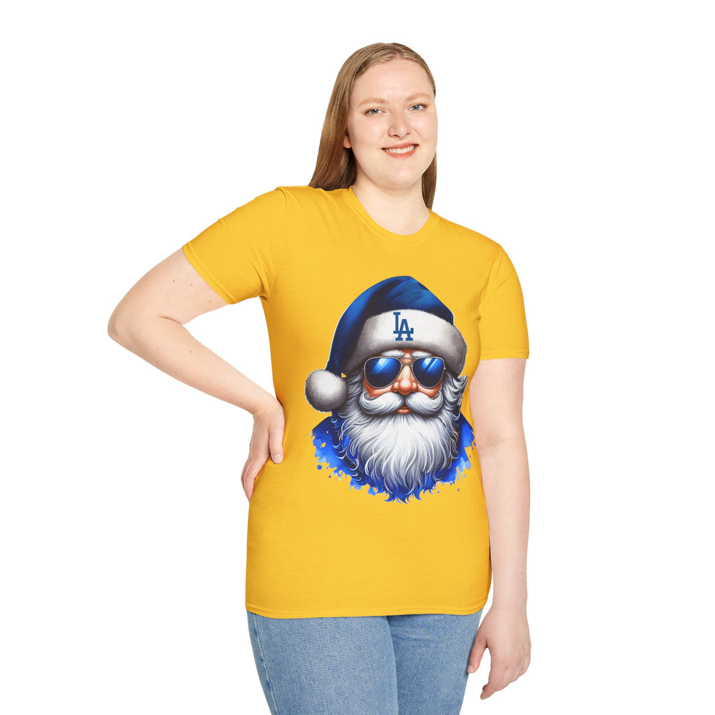 LA Dodgers Blue Santa T-Shirt — Cool Sunglasses Holiday Tee