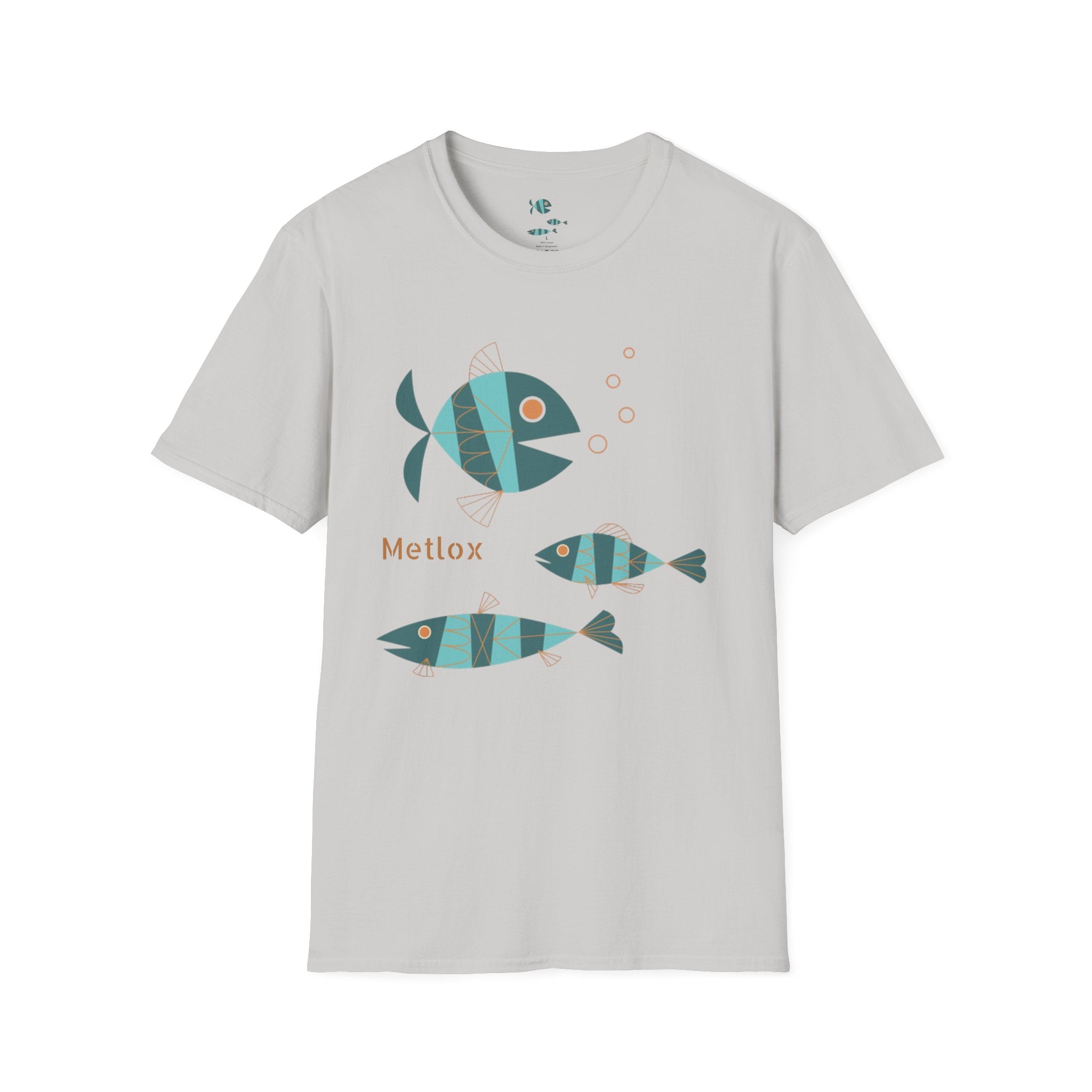 Metlox Pottery Fish Trio T-Shirt | Minimal Ocean Illustration