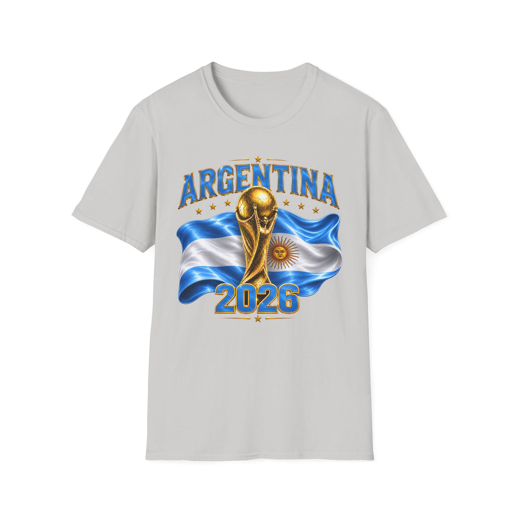 Argentina 2026 World Cup T-Shirt — Golden Trophy & Flag Soccer Fan Tee