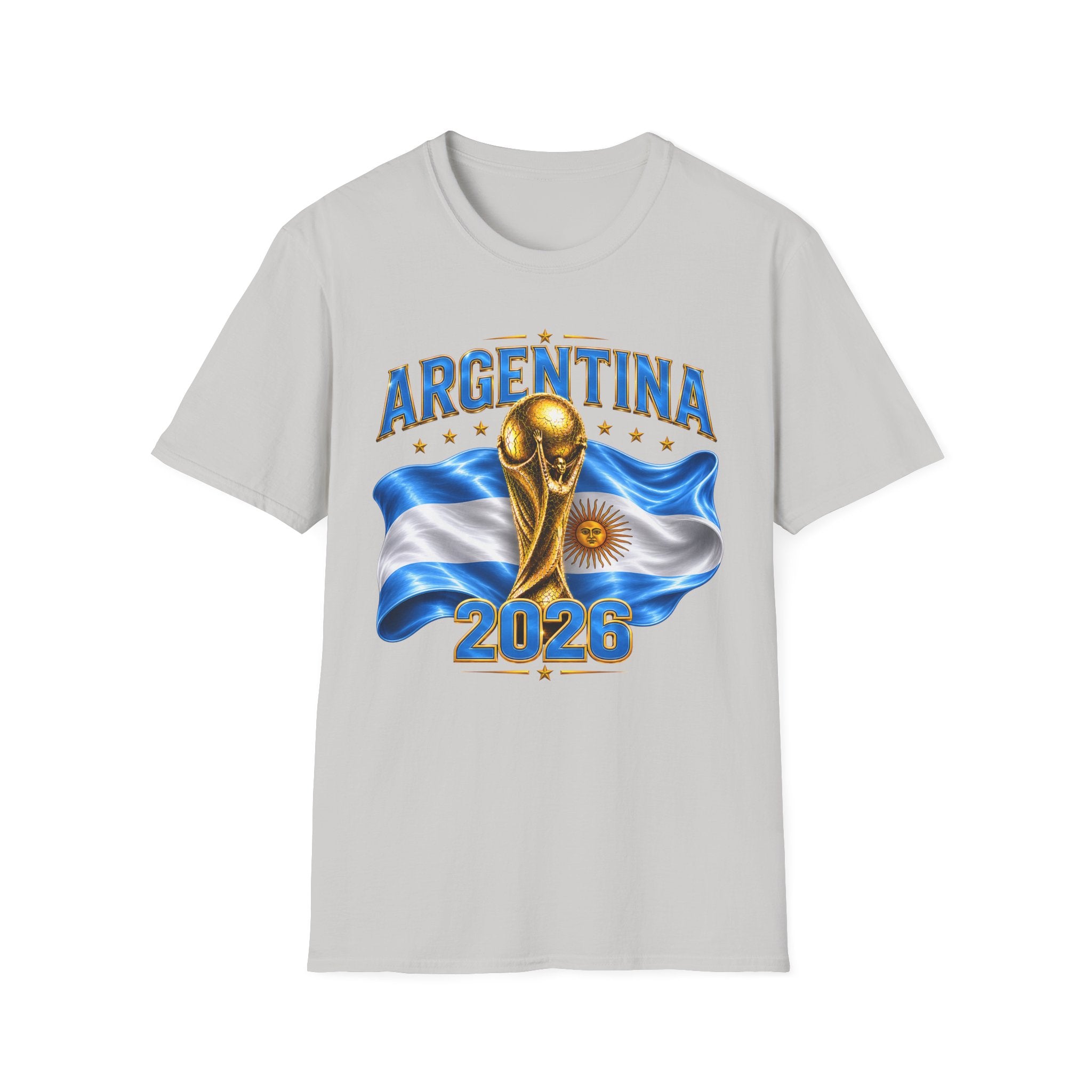 Argentina 2026 World Cup T-Shirt — Golden Trophy & Flag Soccer Fan Tee