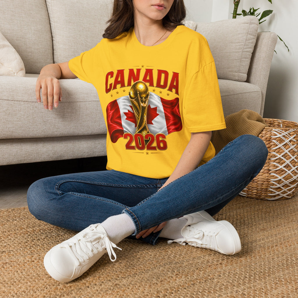 Canada 2026 World Cup T-Shirt — Canadian Soccer Fan Tee with Trophy & Flag