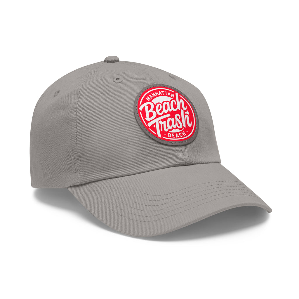 Proud to be Called Beach Trash Manhattan Beach  Leather Patch Dad Hat — Vintage Manhattan Beach Logo