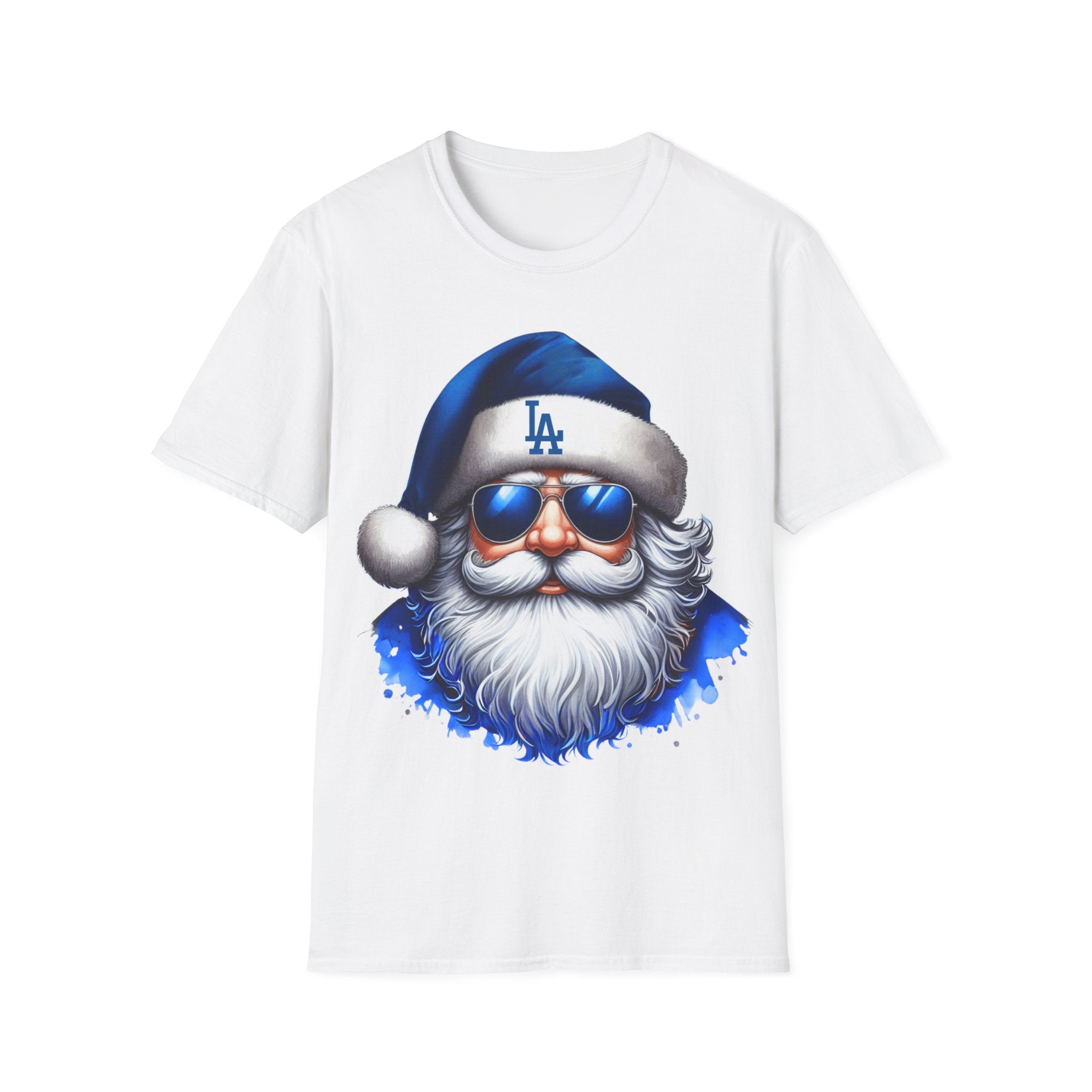 Blue Los Angeles Doyers Santa Tee | Santa Hat Graphic T-Shirt #Doyers