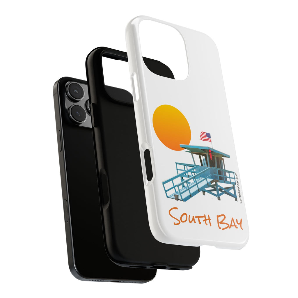 South Bay Lifeguard Stand with American Flag Tough Phone Cases
