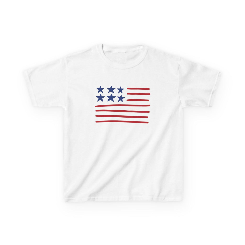 Stars and Stripes  Kids American Flag T-Shirt — Red & Blue Stars Stripe Patriotic Tee