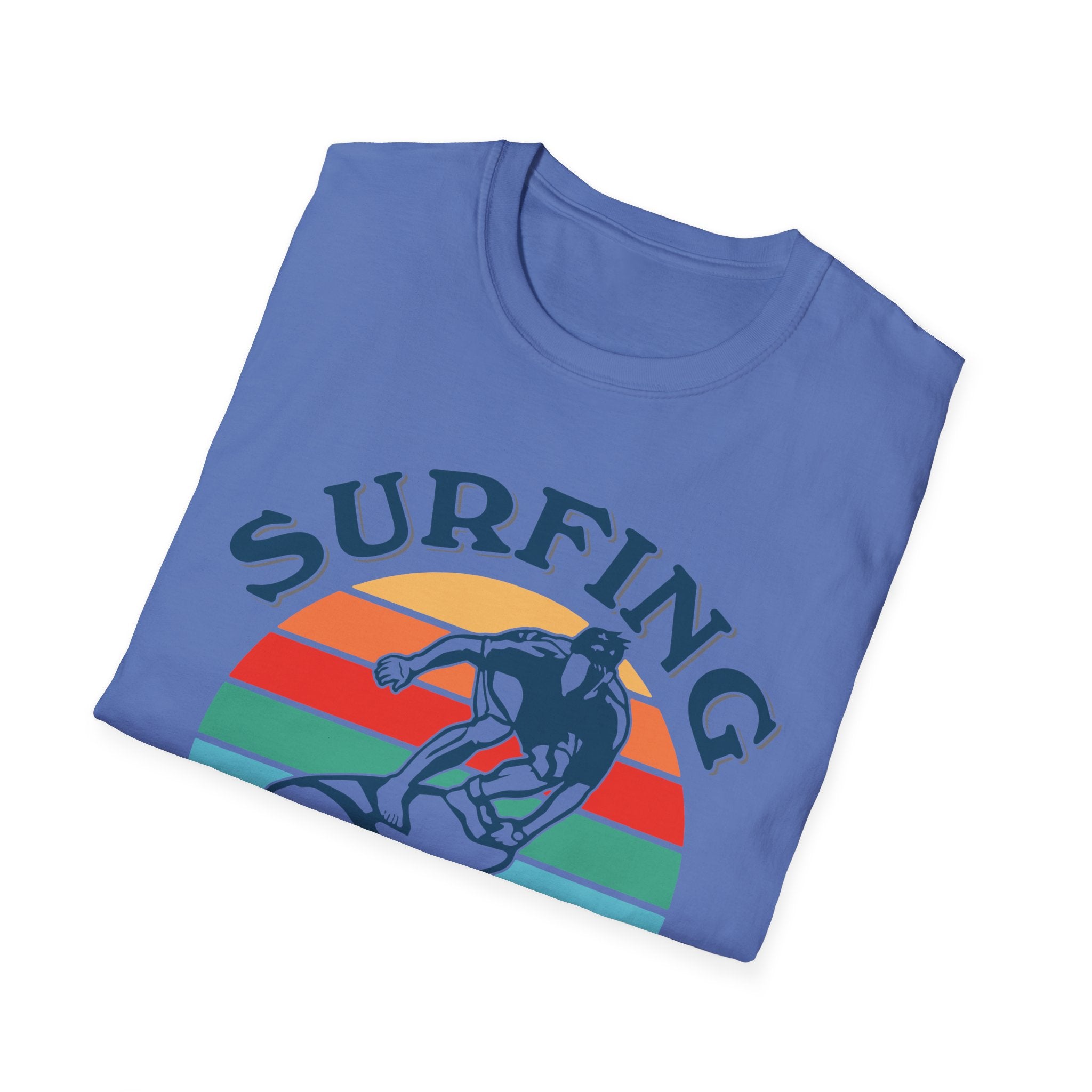Surfing Makes Me Happy T-Shirt | Retro Sunset Surfer Graphic
