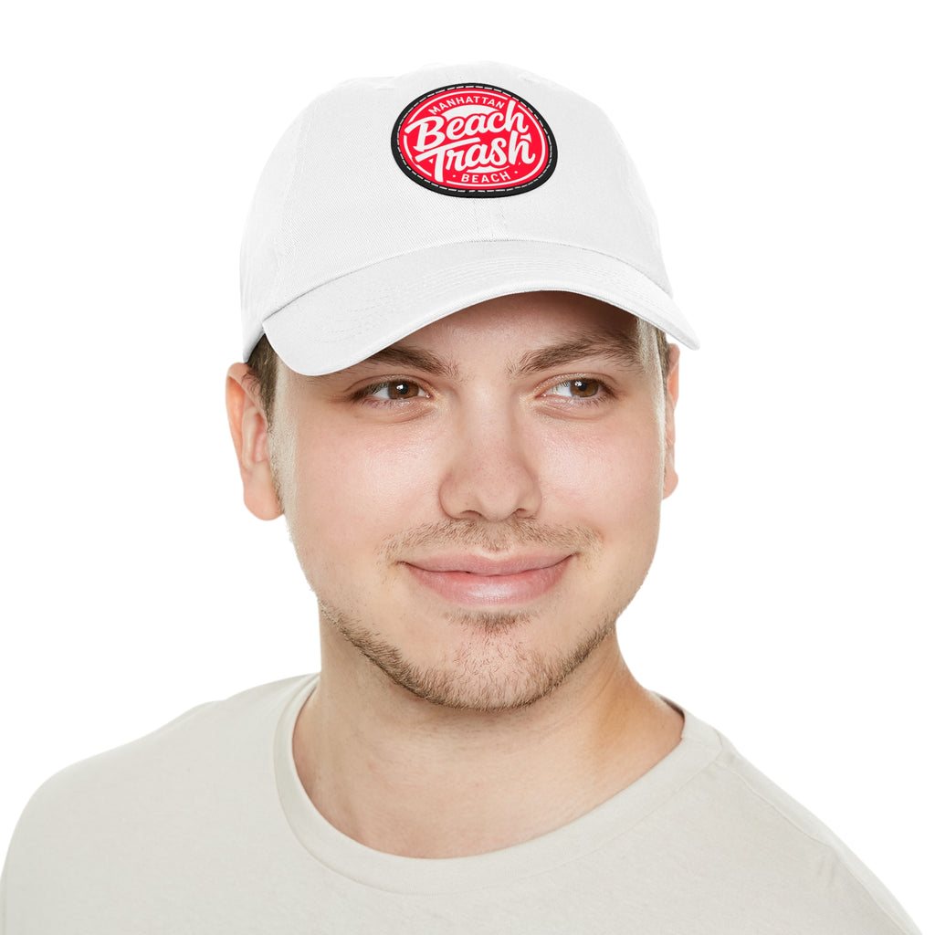 Proud to be Called Beach Trash Manhattan Beach  Leather Patch Dad Hat — Vintage Manhattan Beach Logo