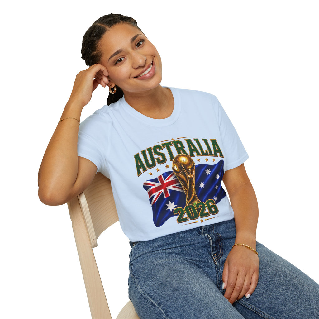 Australia 2026 Soccer World Cup T-Shirt — Aussie Flag & Trophy Design