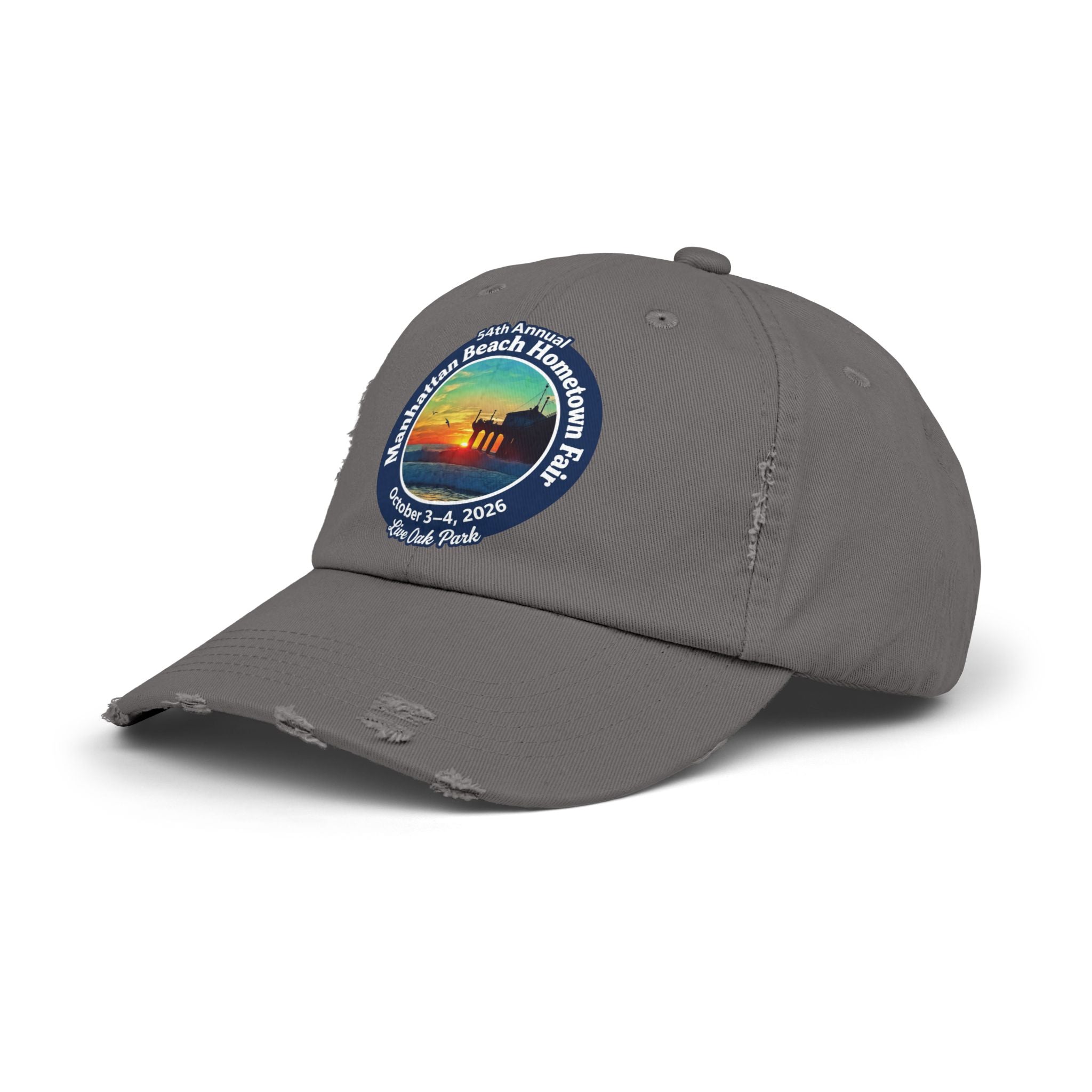 Distressed Baseball Cap - Manhattan Beach Hometown Fair 2026 Sunset Logo