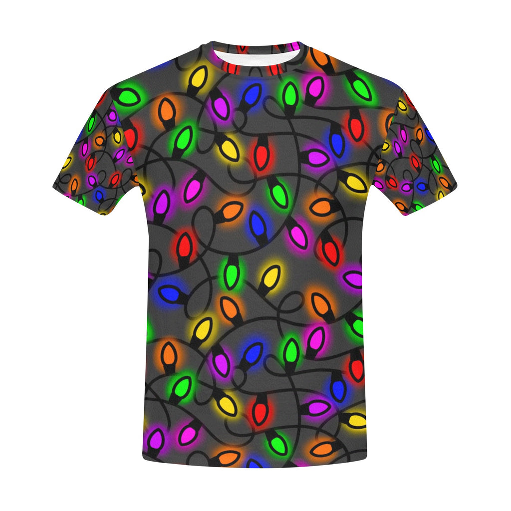 Christmas Lights  Men's All Over Print Crew Neck T-Shirt Made in USA