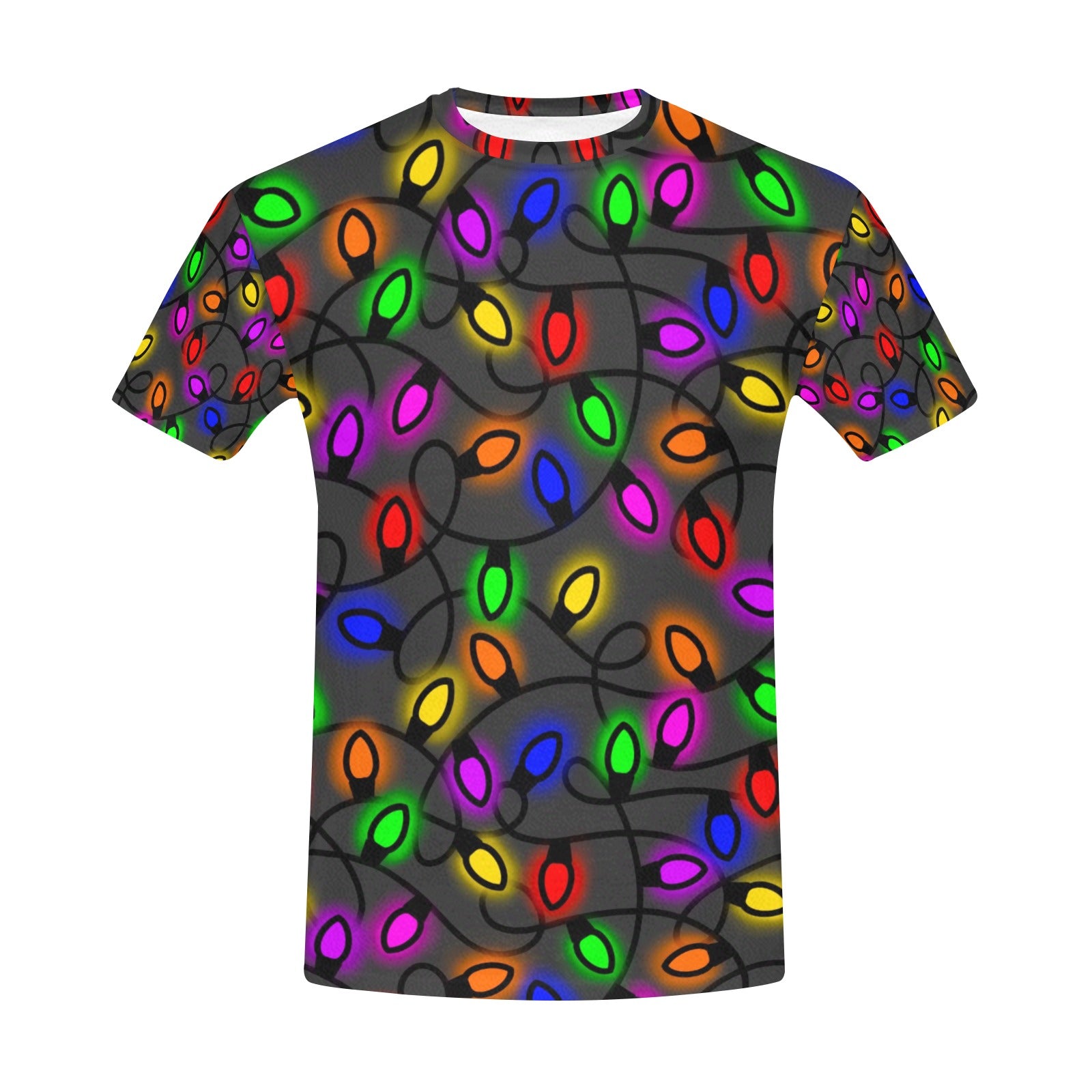 Christmas Lights  Men's All Over Print Crew Neck T-Shirt Made in USA