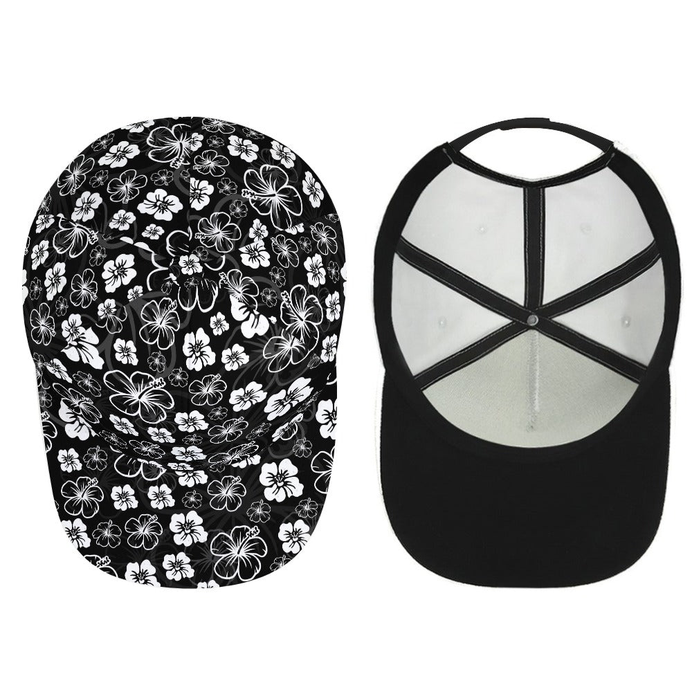 Black Hawaiian Print Baseball Cap Free Shipping
